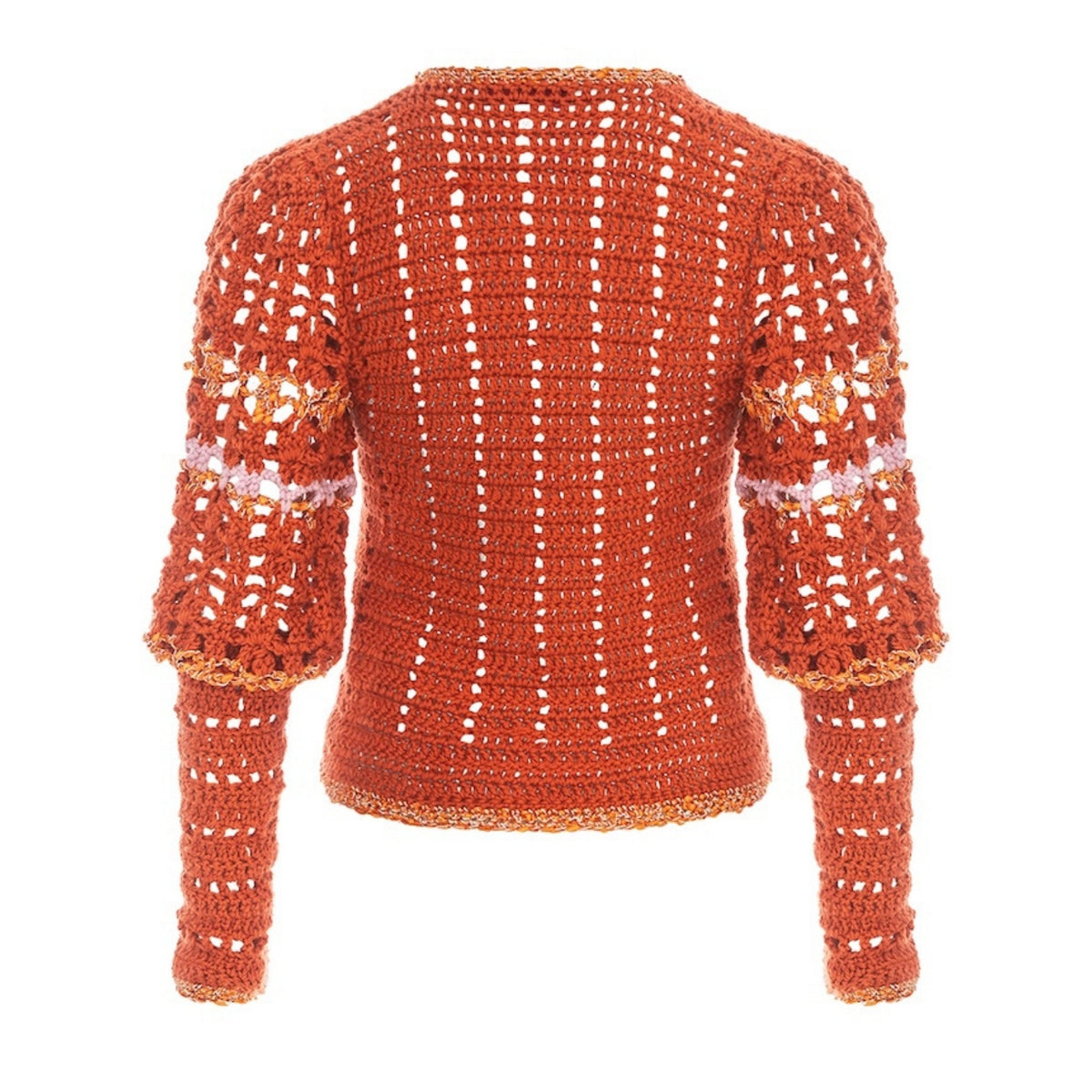 ANDREEVA - Chrysanthemum Terracotta Handmade Crochet Cardigan, buy at DOORS NYC