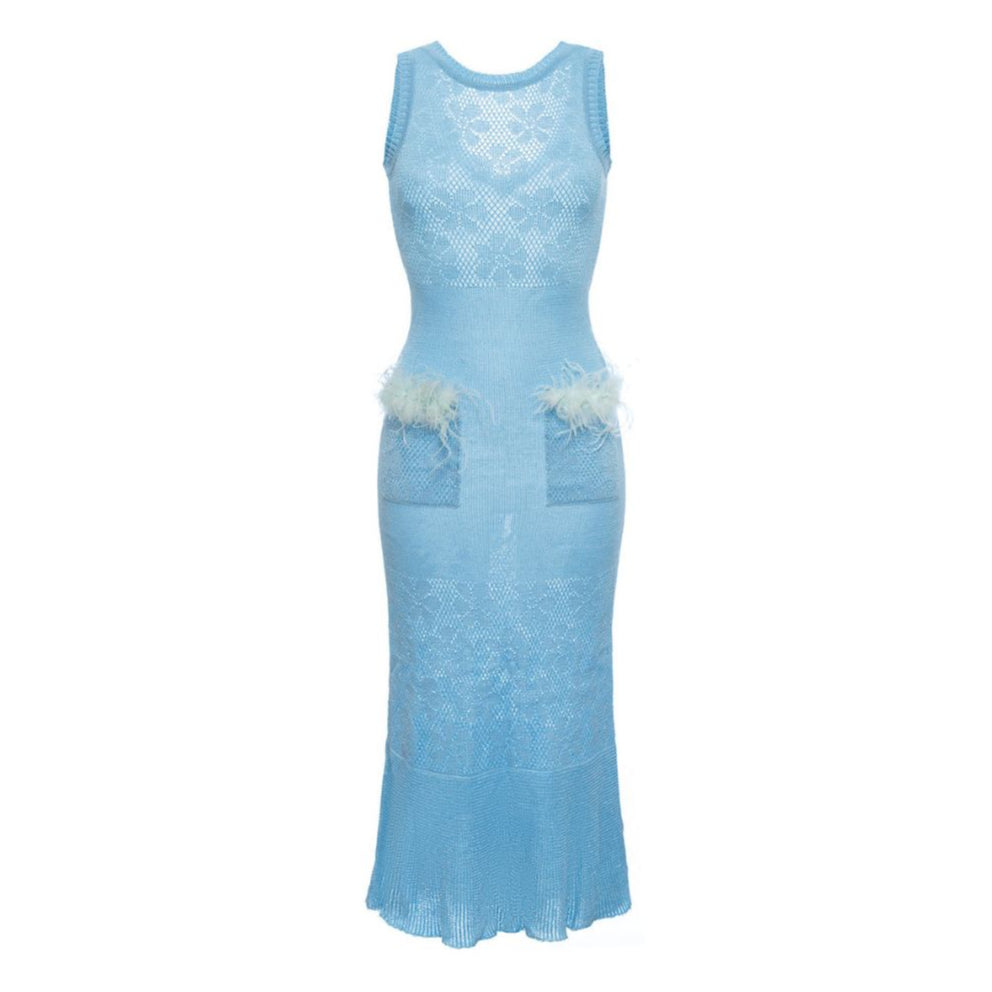 ANDREEVA - Blue Rose Knit Dress
 , buy at DOORS NYC