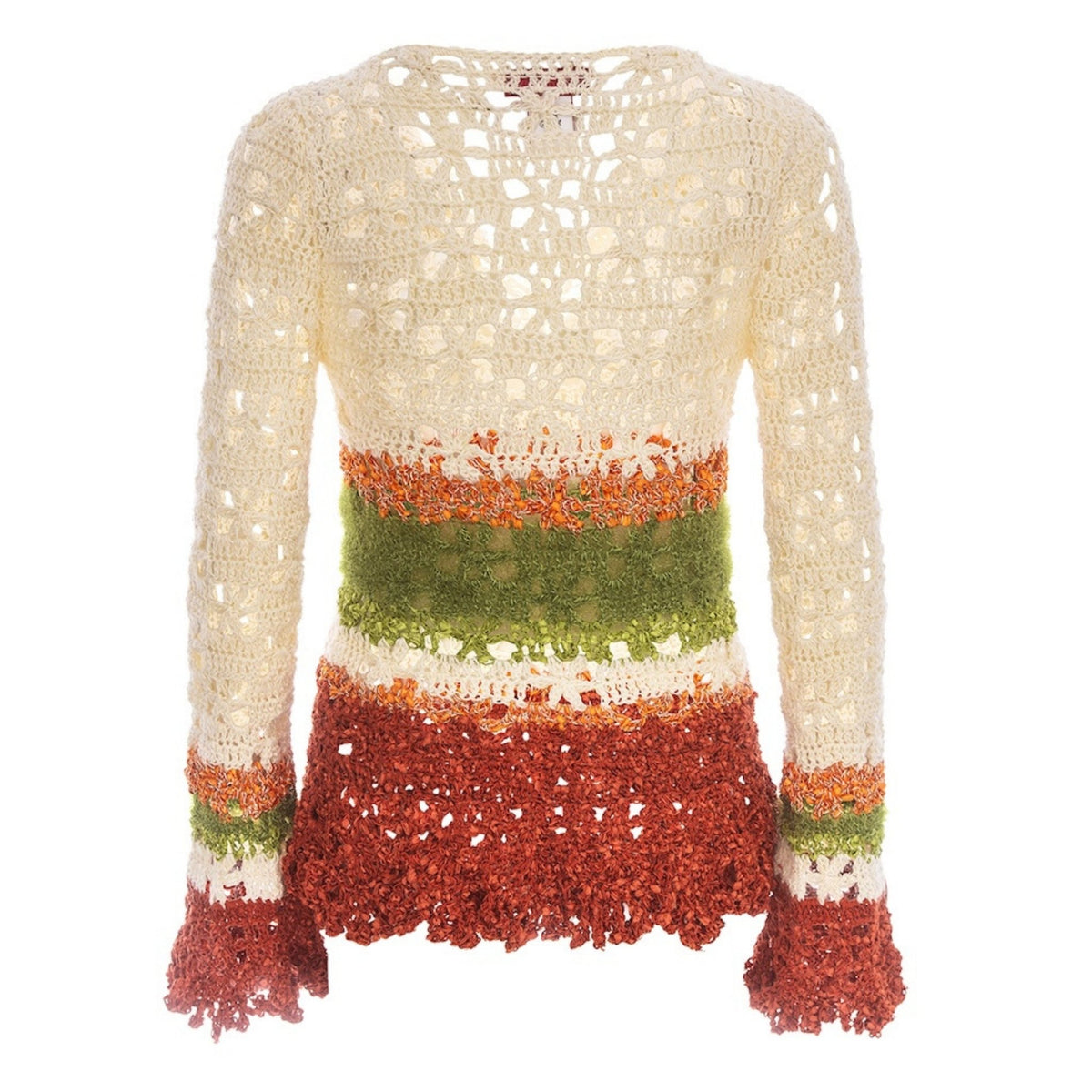 ANDREEVA - Chrysanthemum Multicolor Handmade Crochet V-Neck Top, buy at DOORS NYC