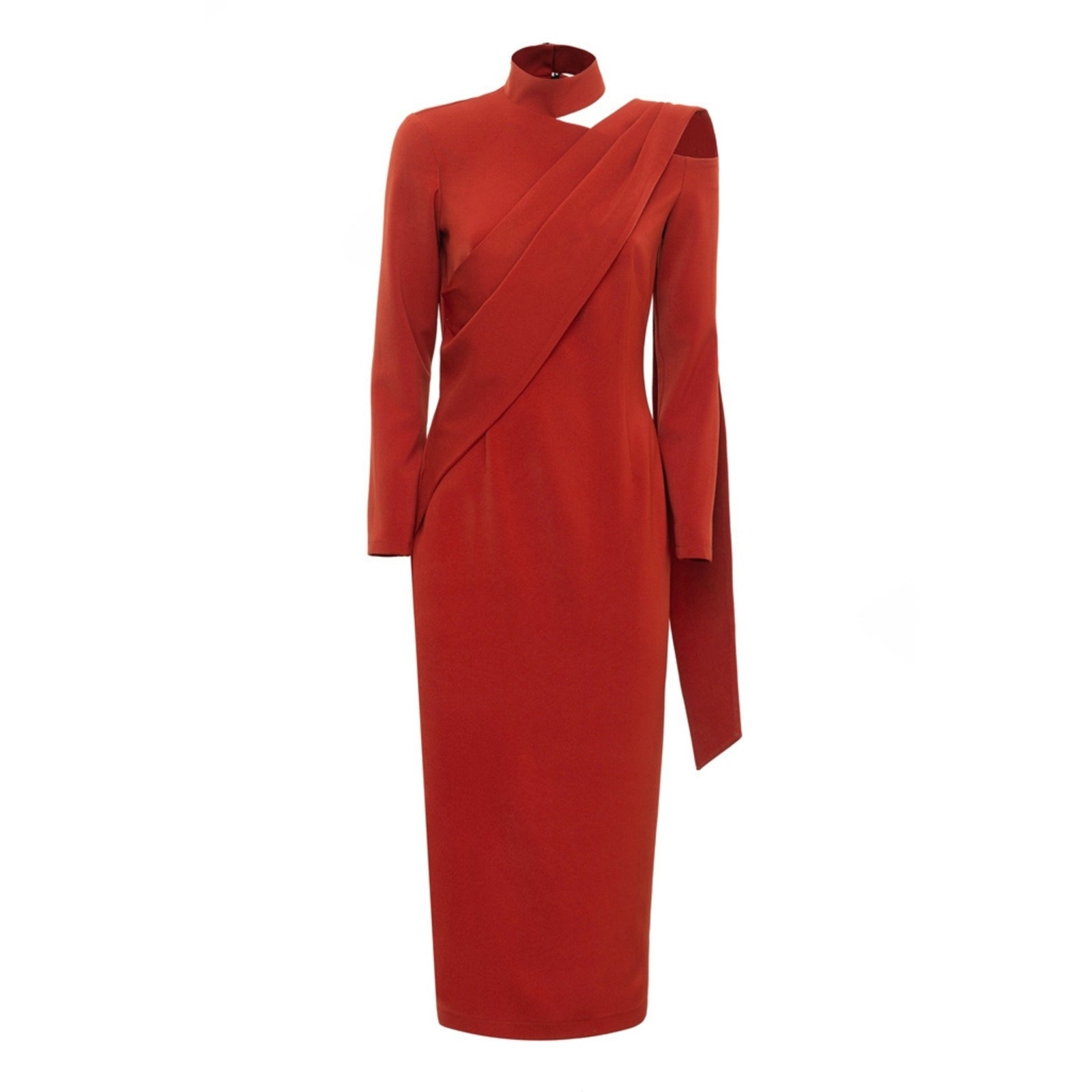JULIA ALLERT - Open Shoulder Midi Dress | Terracotta, buy at DOORS NYC