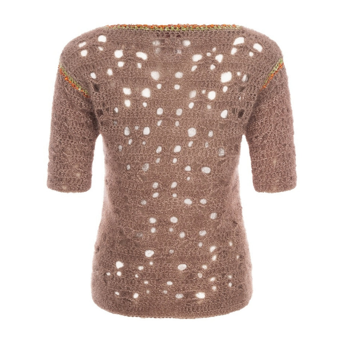 ANDREEVA - Chrysanthemum Handmade Knit Glitter Top in Brown, buy at DOORS NYC