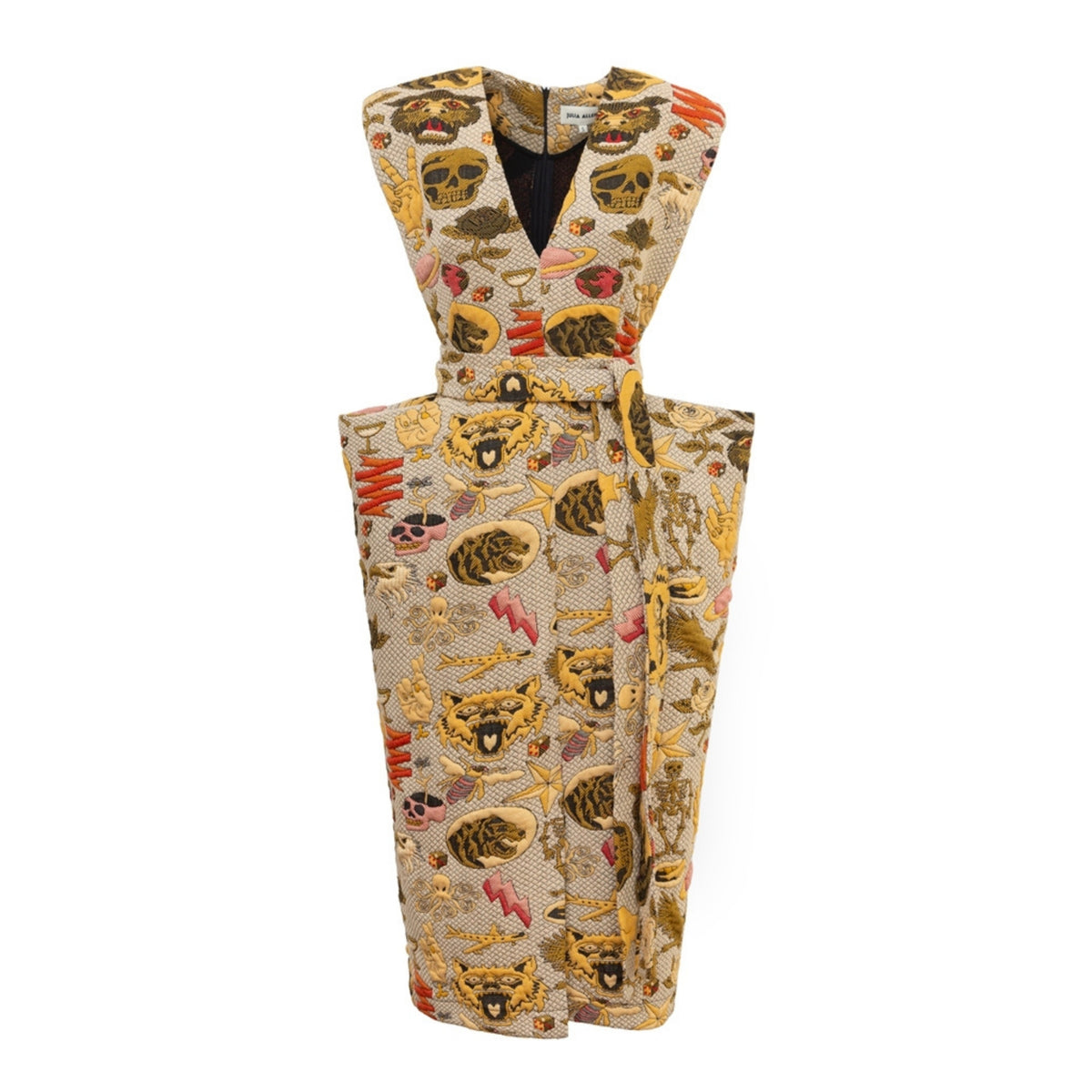 JULIA ALLERT - Jacquard Midi Dress With Bold Shoulders, buy at DOORS NYC