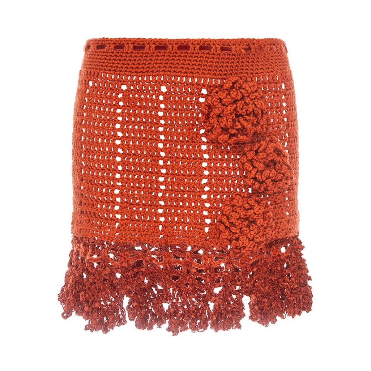 ANDREEVA - Chrysanthemum Terracotta Handmade Crochet Mini Skirt, buy at DOORS NYC