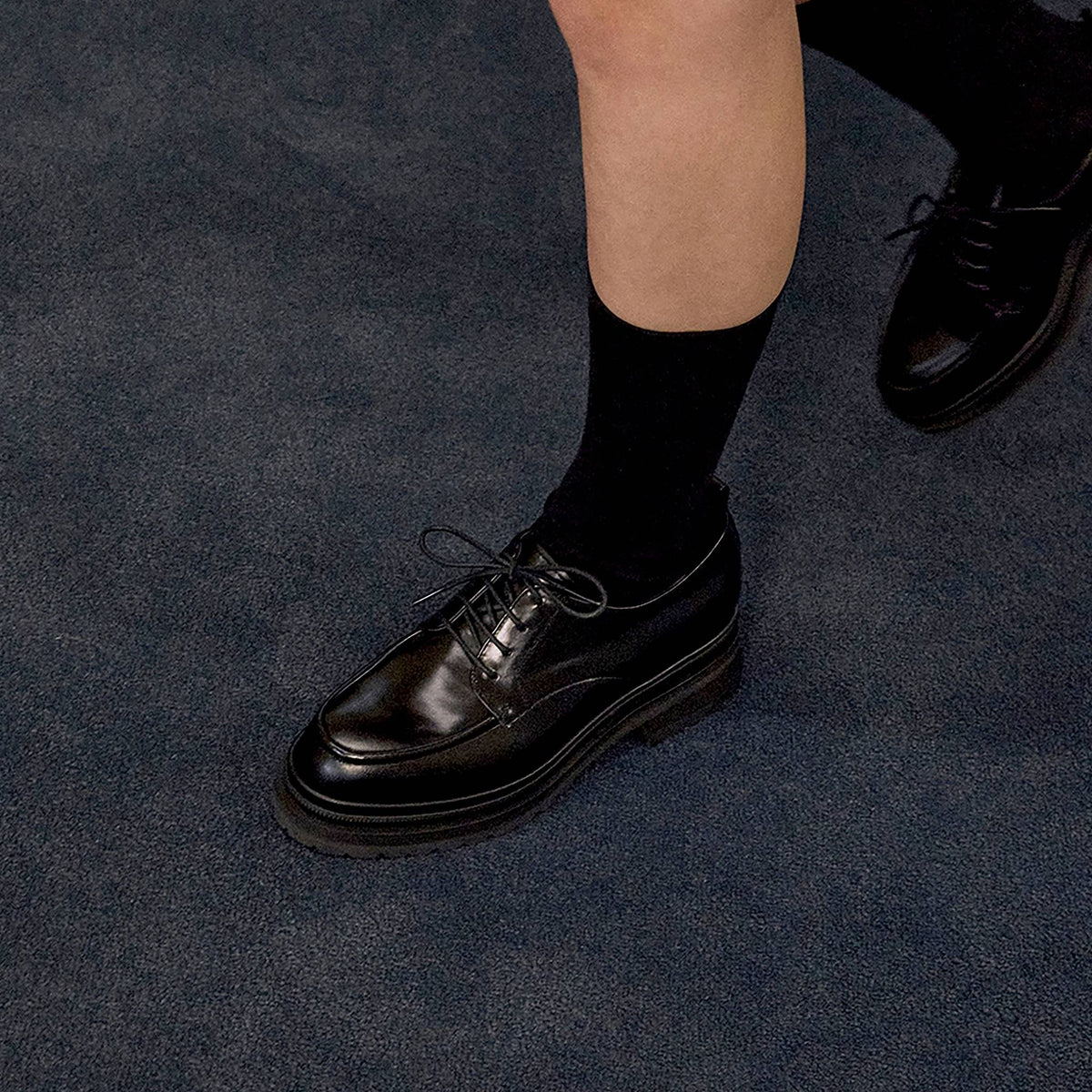 Black Chunky Leather 
Derby Shoes with Lug Sole