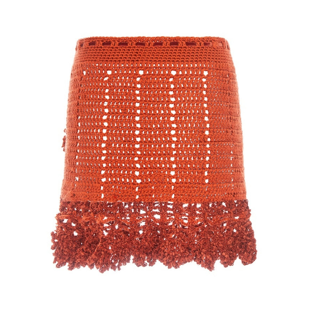 ANDREEVA - Chrysanthemum Terracotta Handmade Crochet Mini Skirt, buy at DOORS NYC