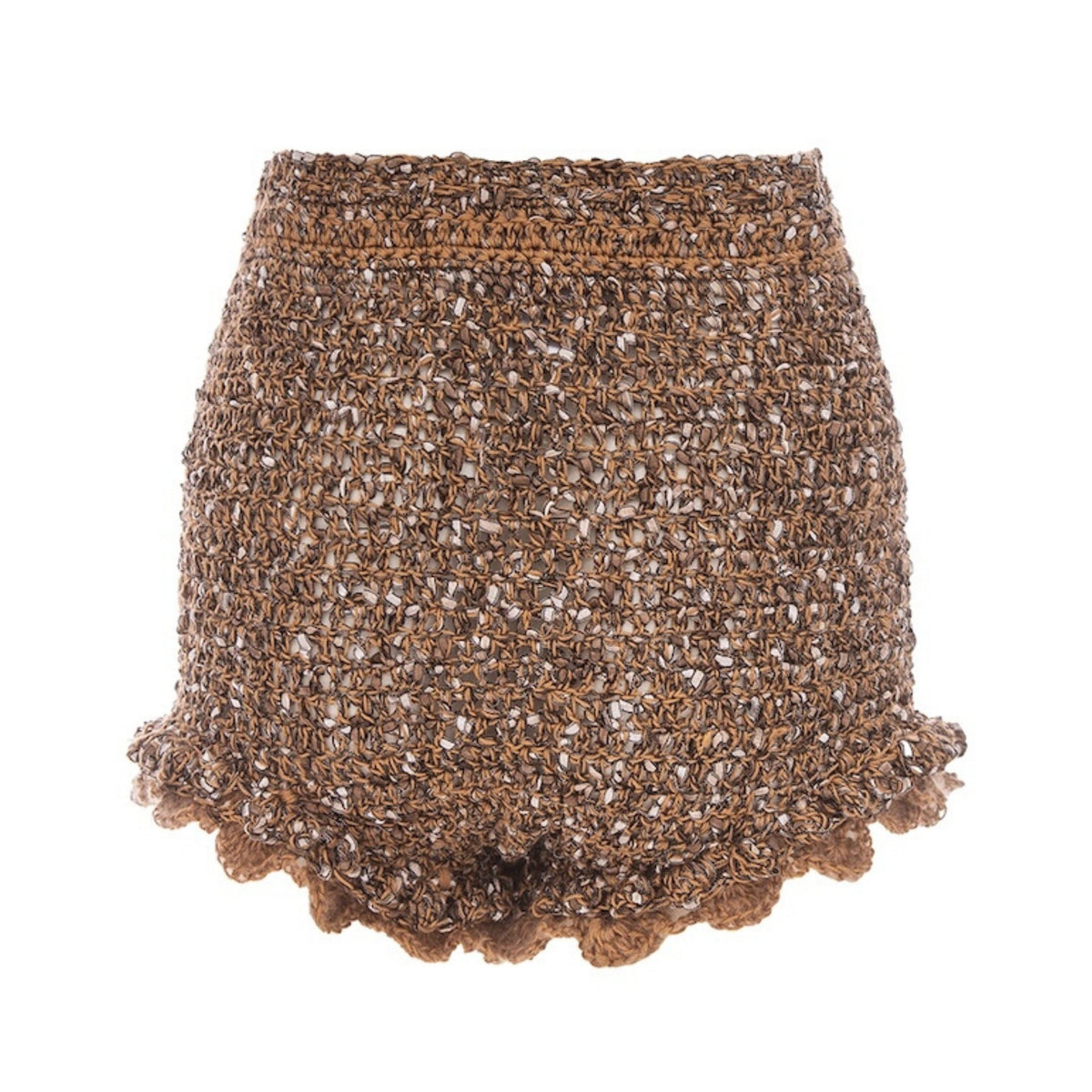ANDREEVA - Chrysanthemum Brown Handmade Crochet Shorts, buy at DOORS NYC