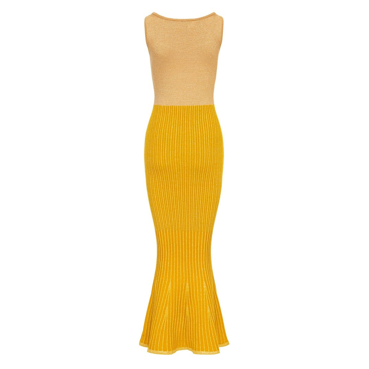 ANDREEVA - Golden Hour Metallic Knit Flared Dress, buy at DOORS NYC
