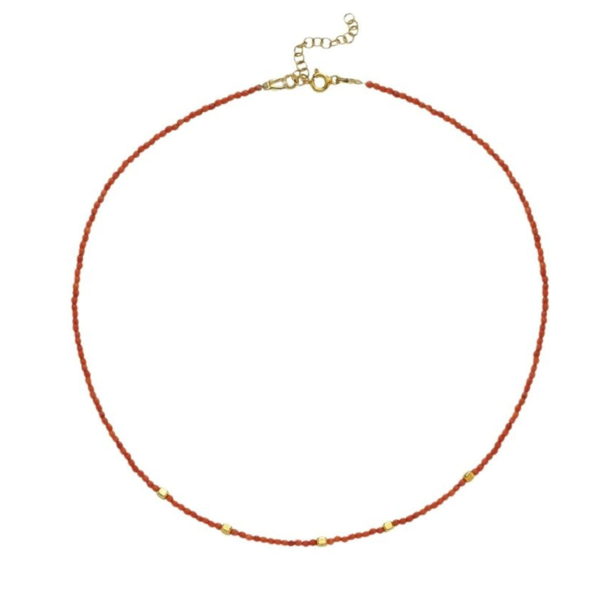 LINYA JEWELLERY - Mira Red Coral Beaded Necklace with Gold Accents, buy at DOORS NYC