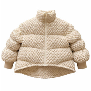House of Nova Cocoon Coat in beige textured knit