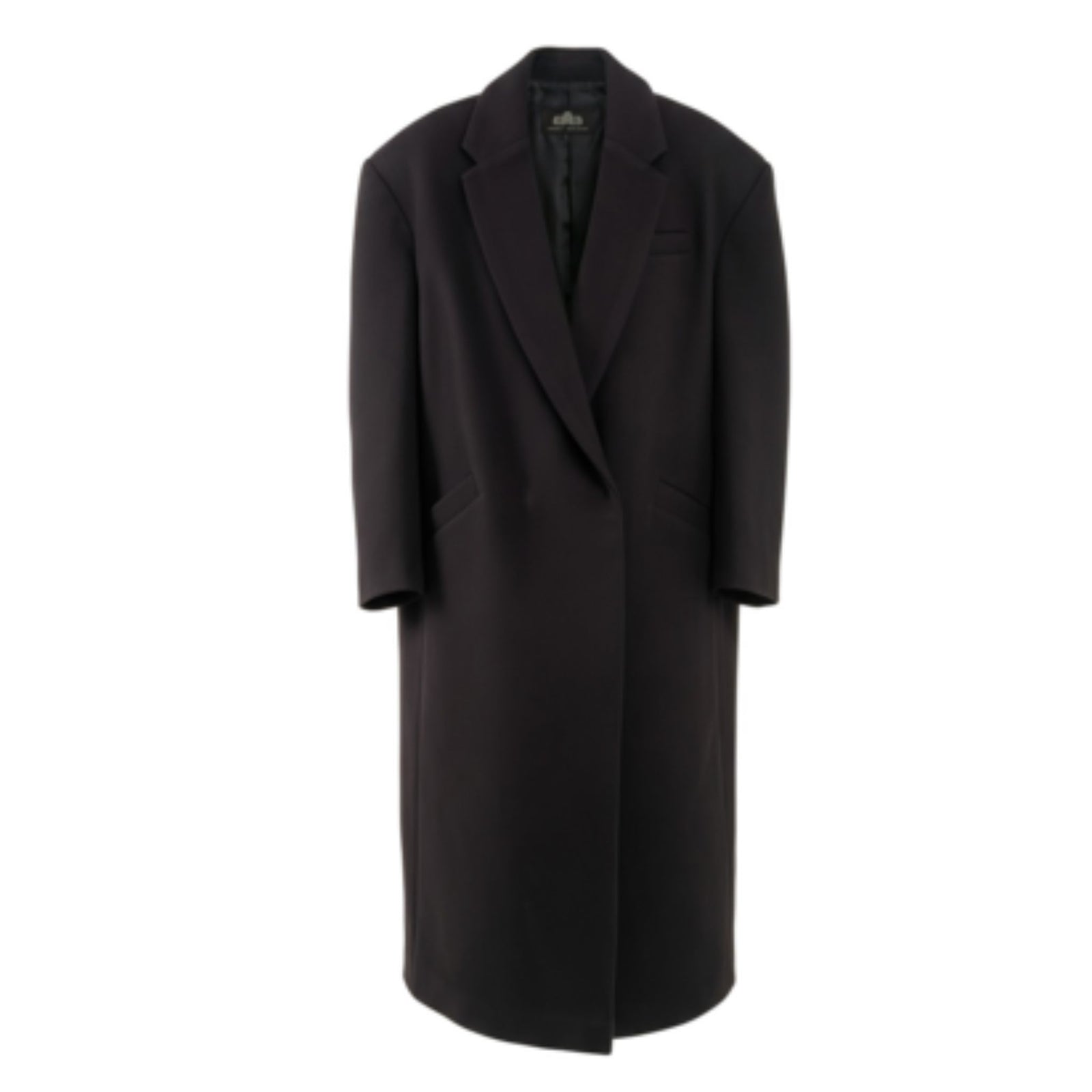 Woman wearing a black coat on a white background