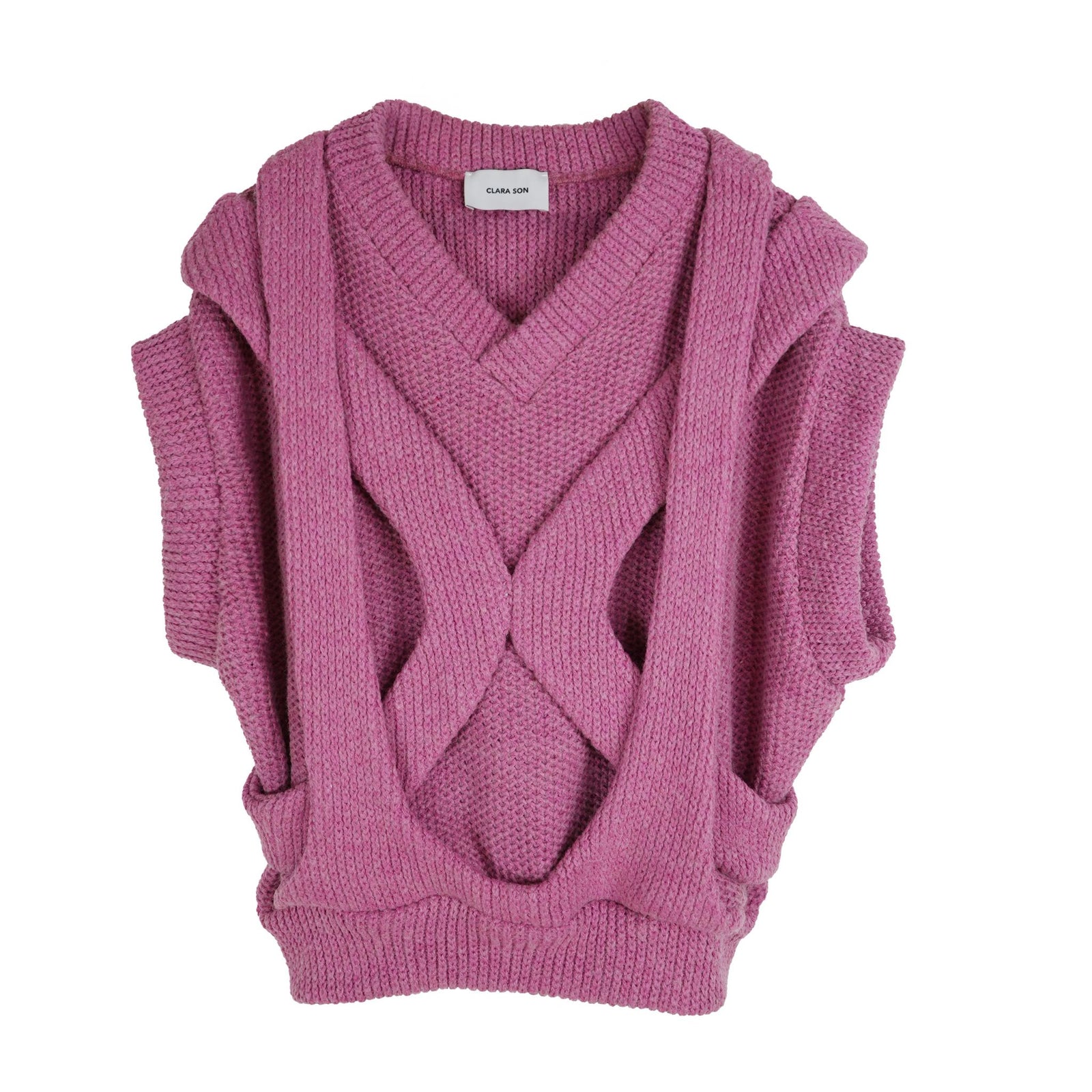 CLARA SON - Sleeveless Knit Sweater | Fushia , buy at DOORS NYC