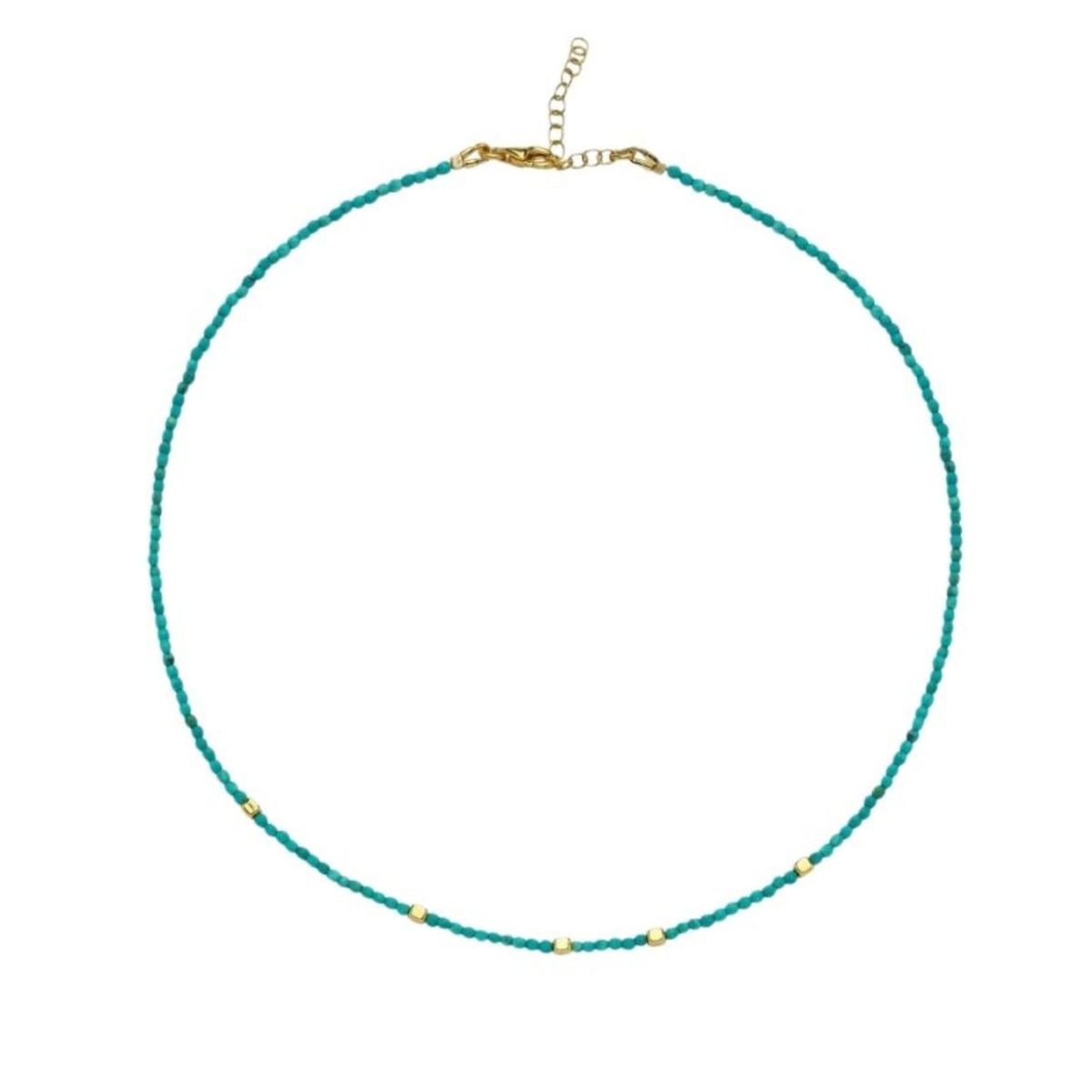 LINYA JEWELLERY - Lana Turquoise Beaded Necklace with Gold Ball Accents, buy at DOORS NYC