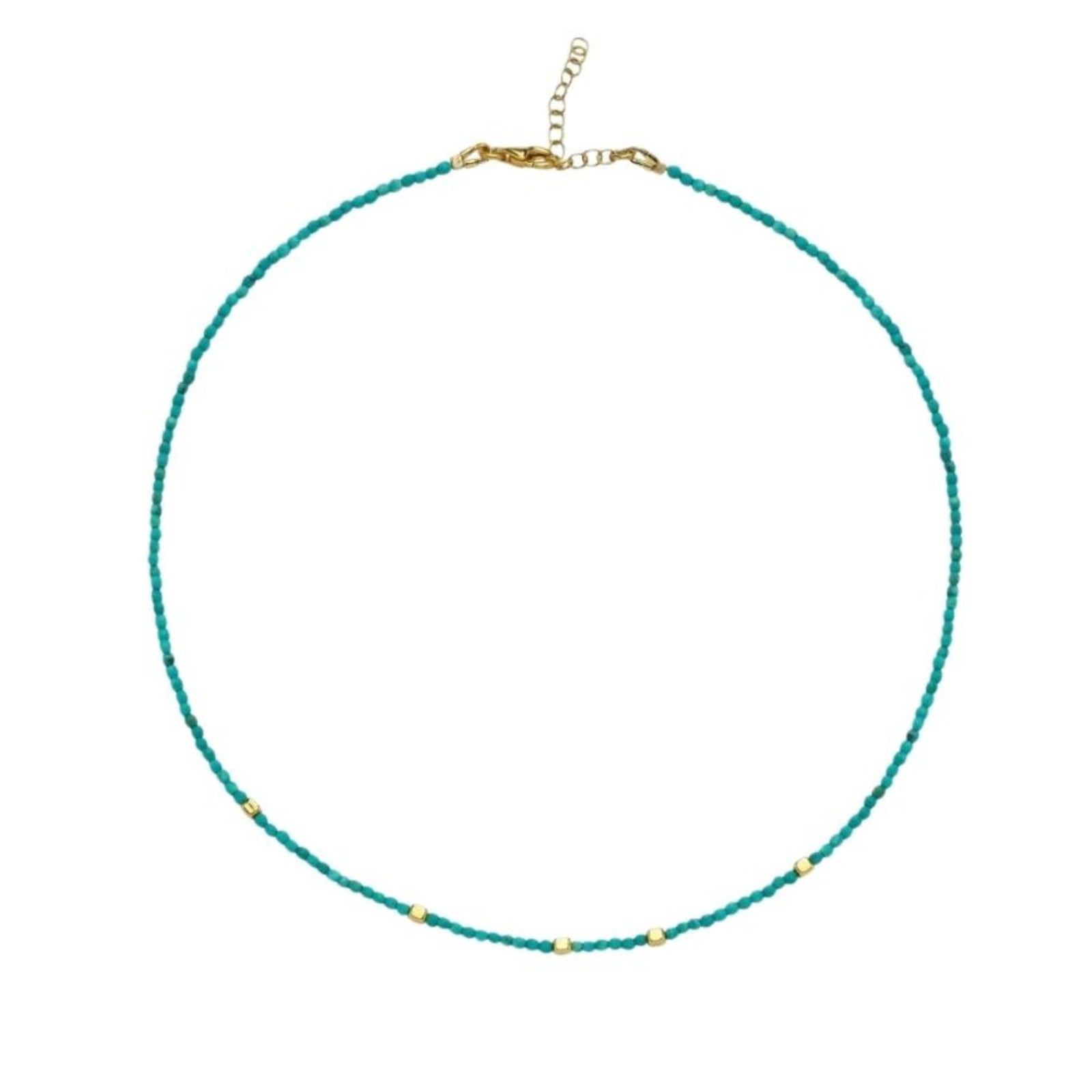 LINYA JEWELLERY - Lana Turquoise Beaded Necklace with Gold Ball Accents, buy at DOORS NYC