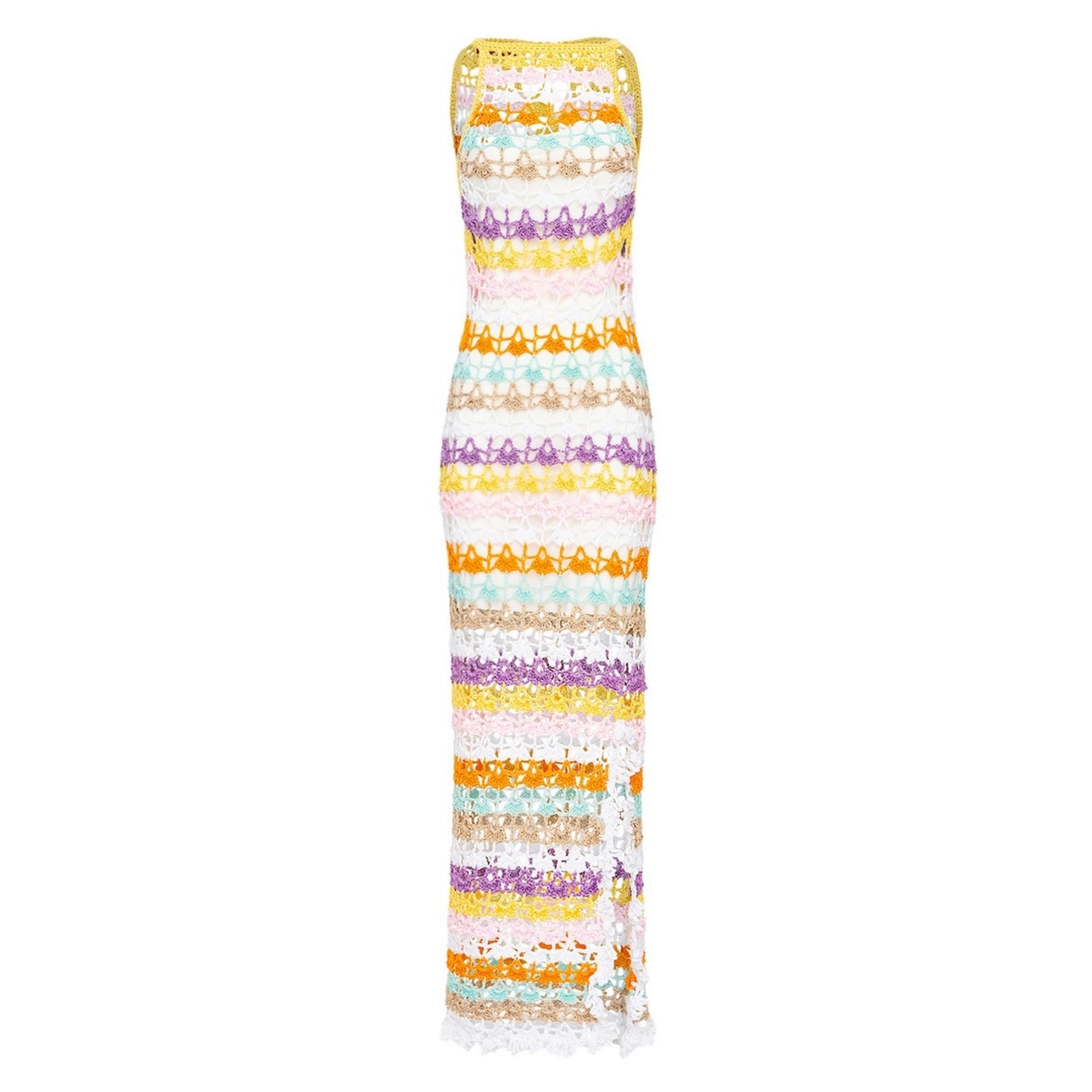 ANDREEVA - Rainbow Handmade Maxi Crochet Dress, buy at DOORS NYC