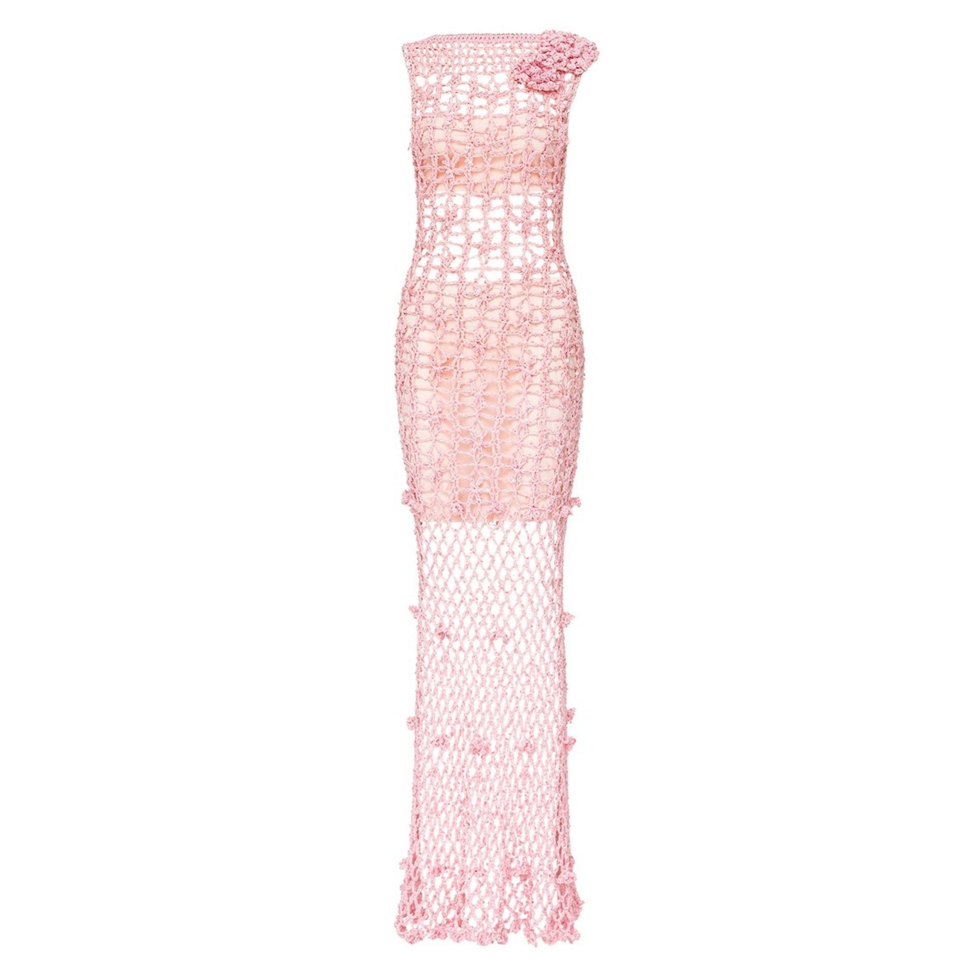 ANDREEVA - Pink Vanilla Handmade Maxi Crochet Dress, buy at DOORS NYC