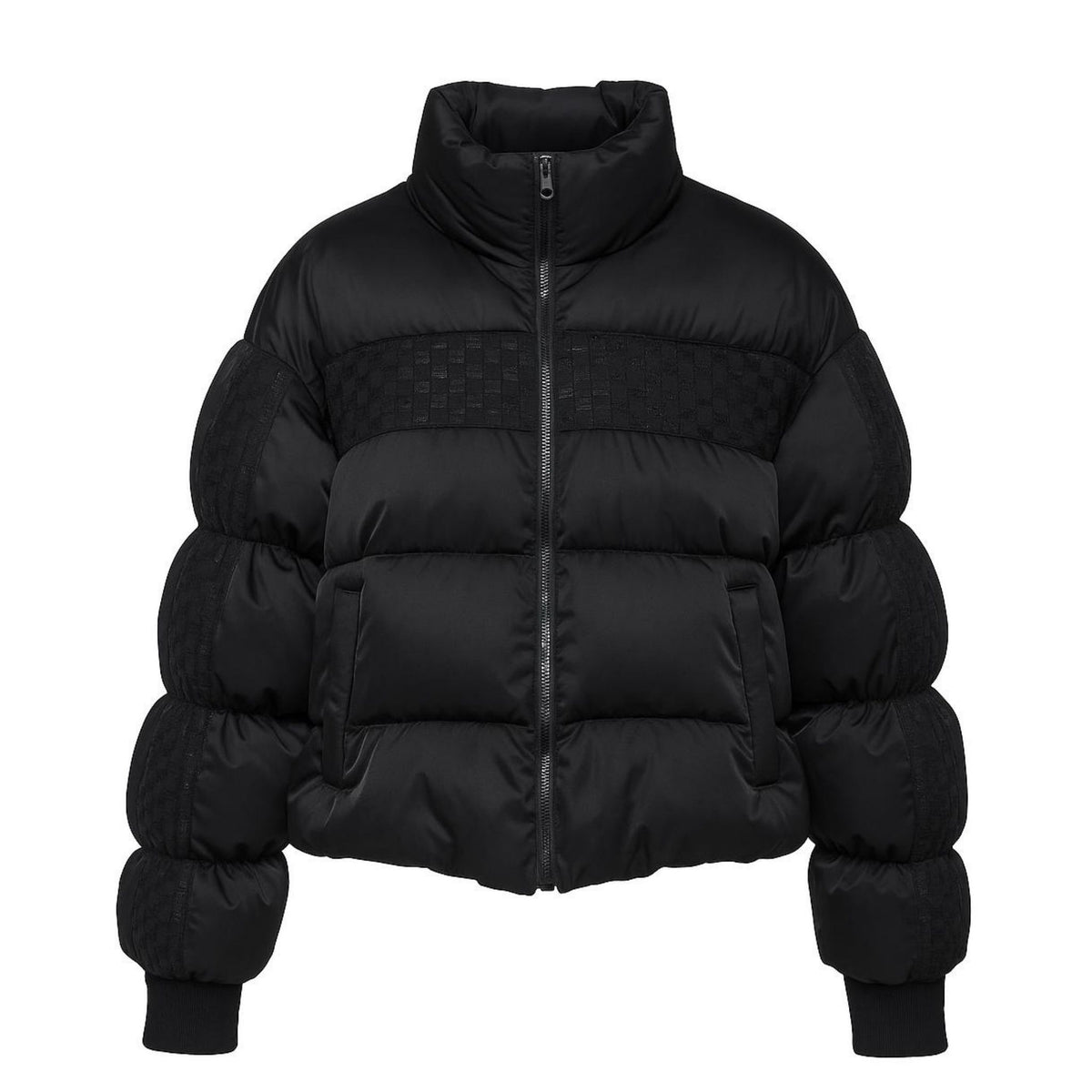 Black LIGHTNING Puffer Jacket with Knit Quilting Panels | PR Sample
