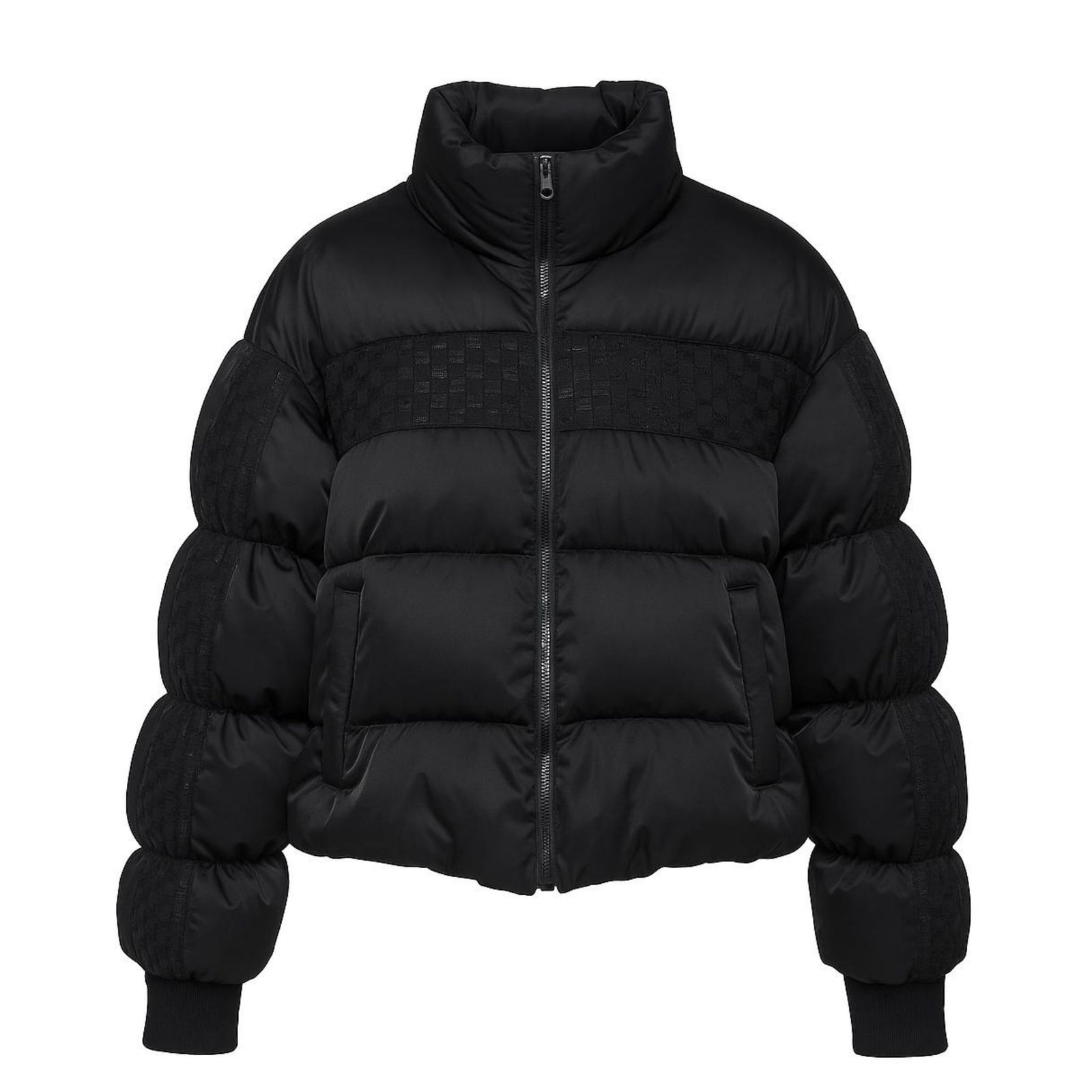 Black LIGHTNING Puffer Jacket with Knit Quilting Panels | PR Sample