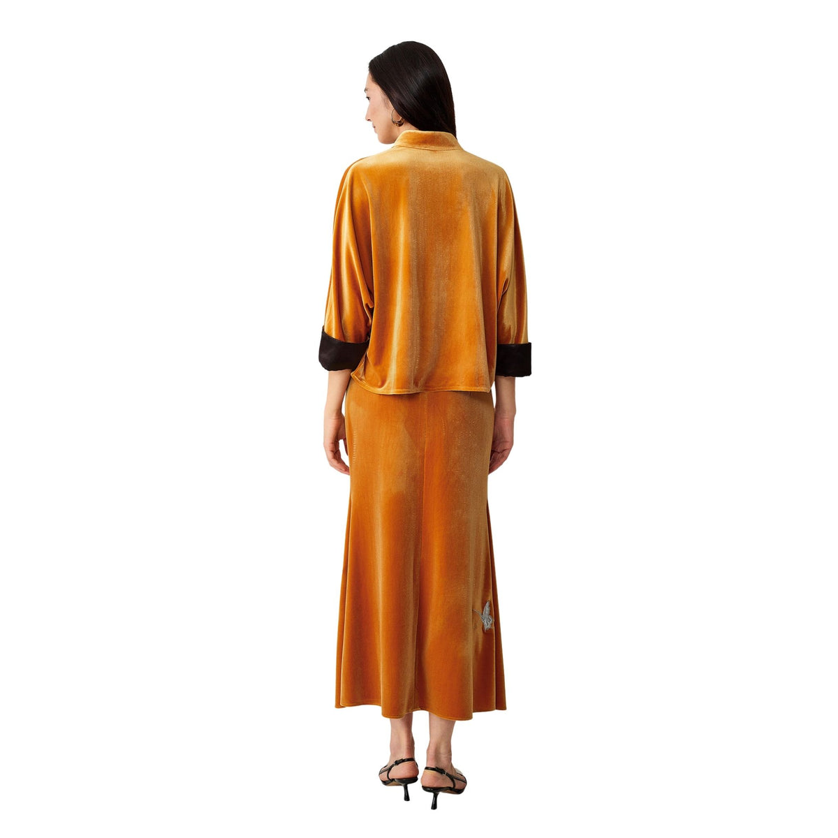 Orange Silver-Butterfly Fishtail Skirt