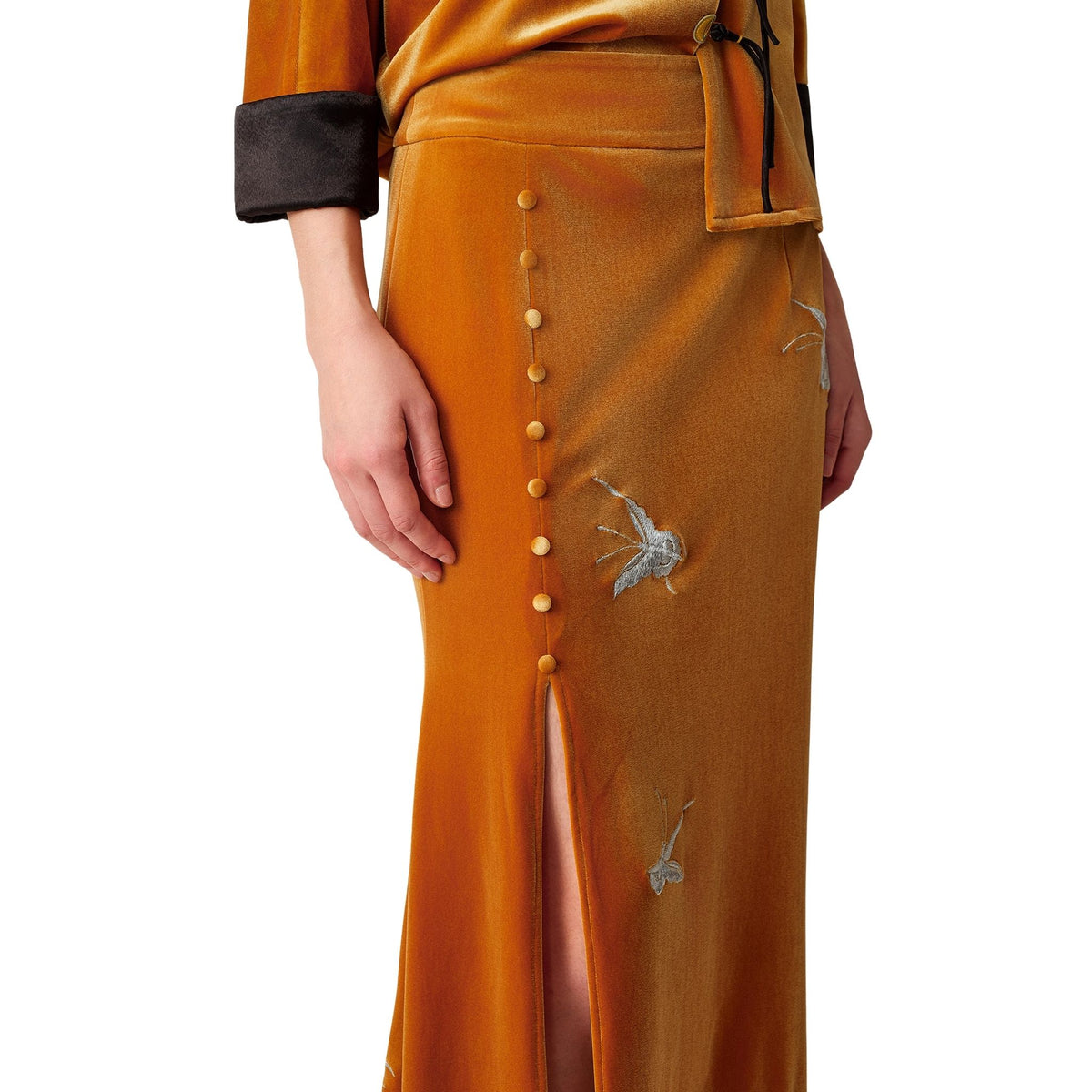 Orange Silver-Butterfly Fishtail Skirt