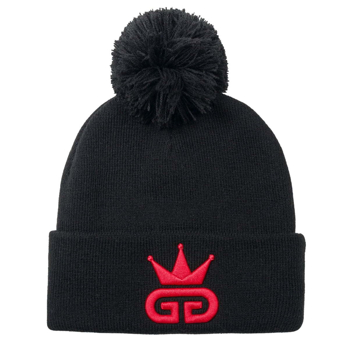 Black Beanie with Red Woven Logo