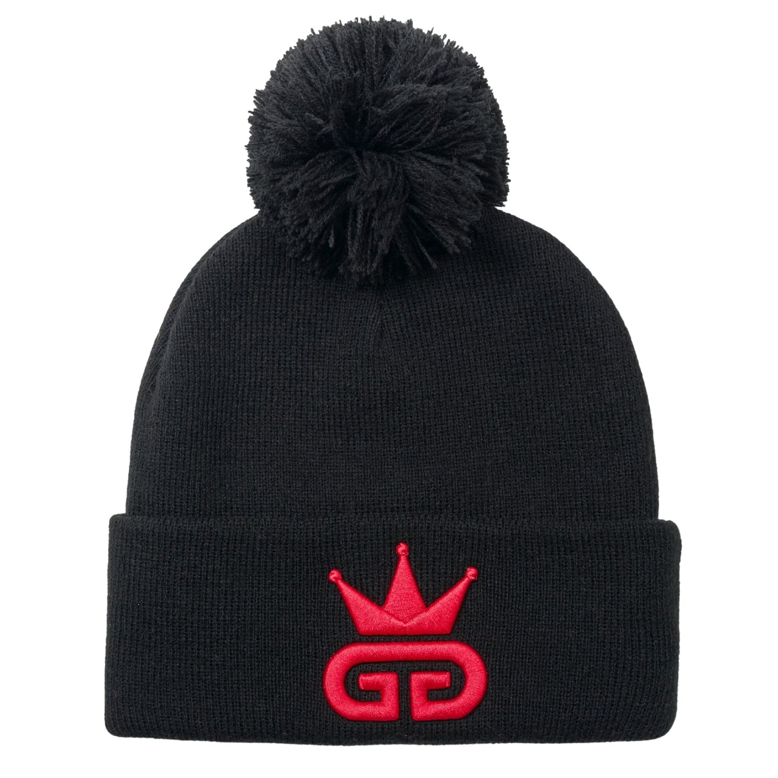 Black Beanie with Red Woven Logo