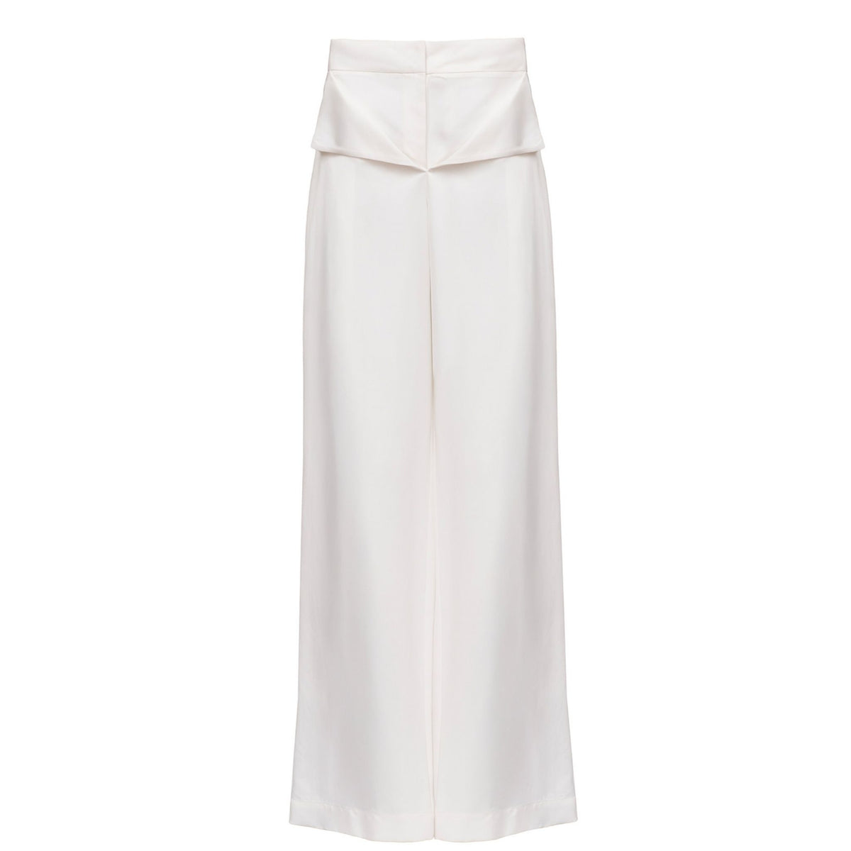 White Folded Waist Pants