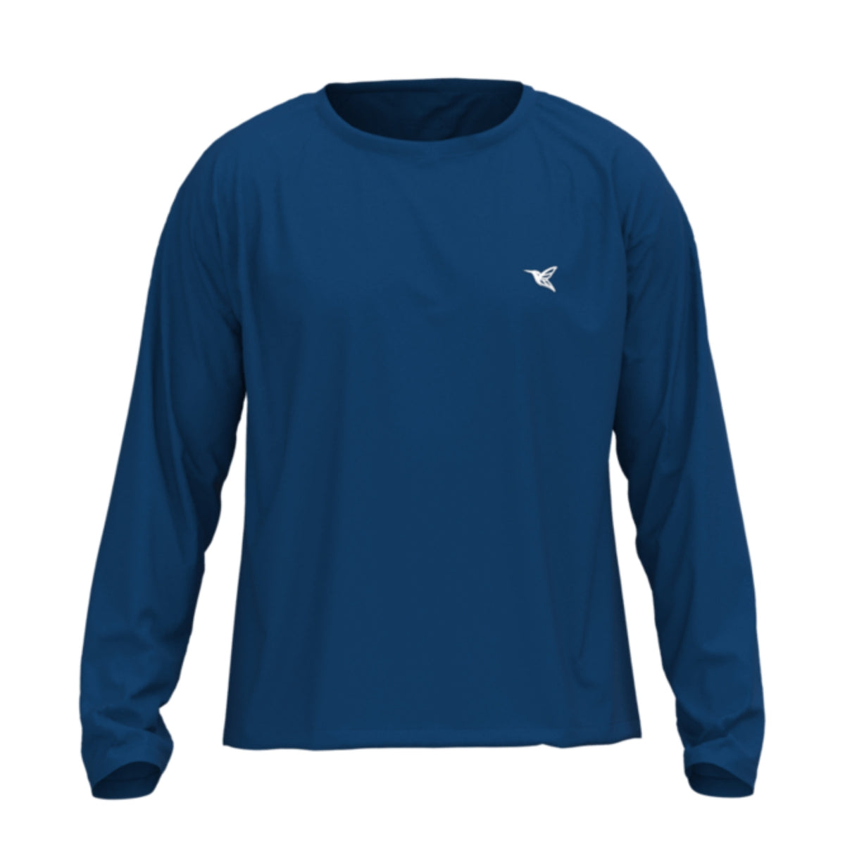 Front view of men’s deep ocean ultralight UPF long sleeve activity shirt by Live Kolibri