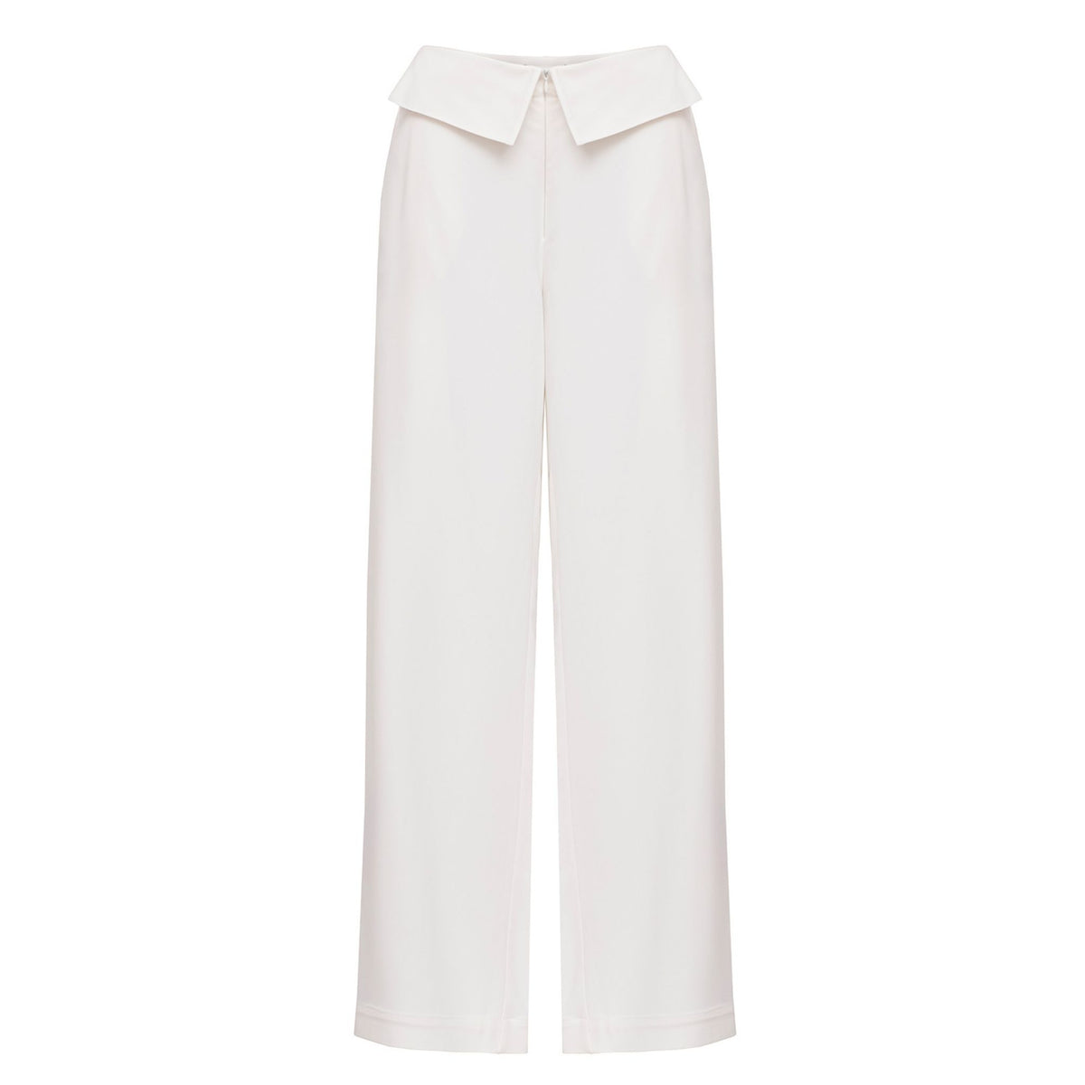 White Folded Waist Pants
