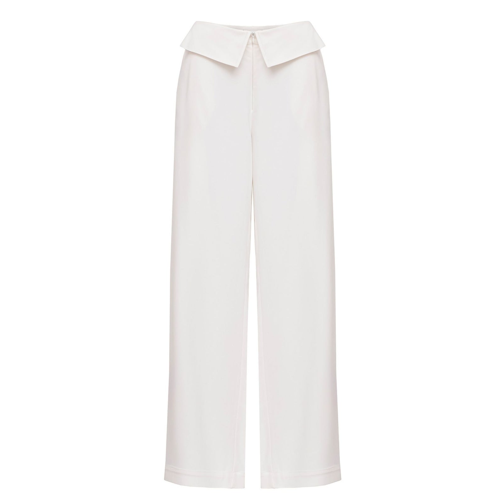 White Folded Waist Pants