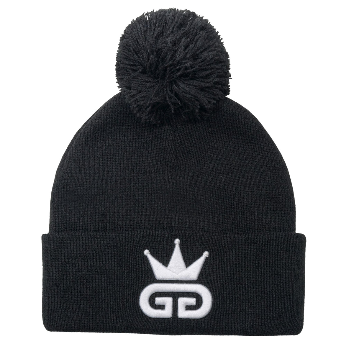 Black Beanie with White Woven Logo