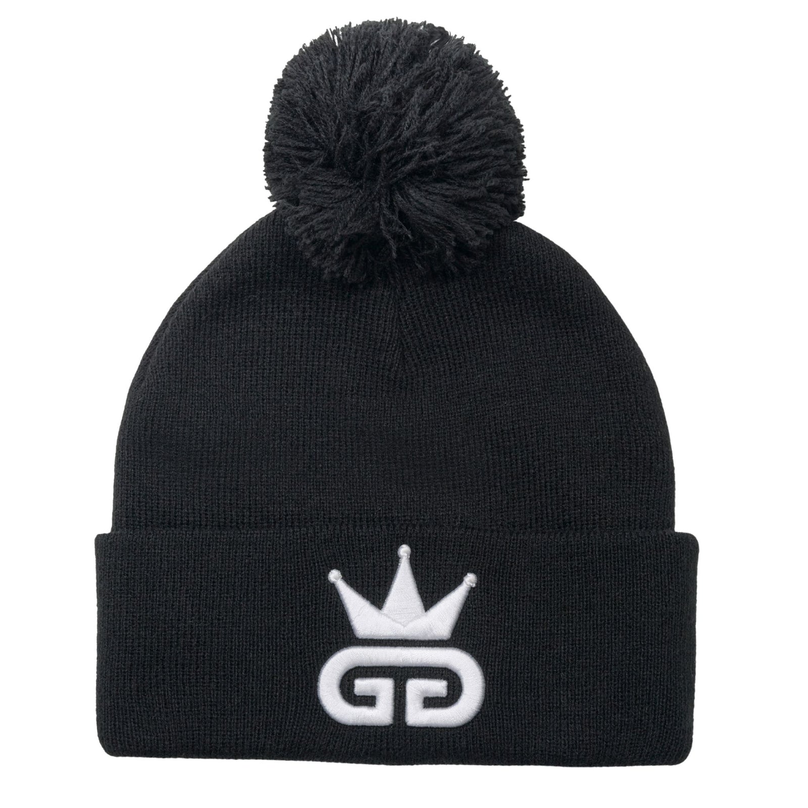 Black Beanie with White Woven Logo