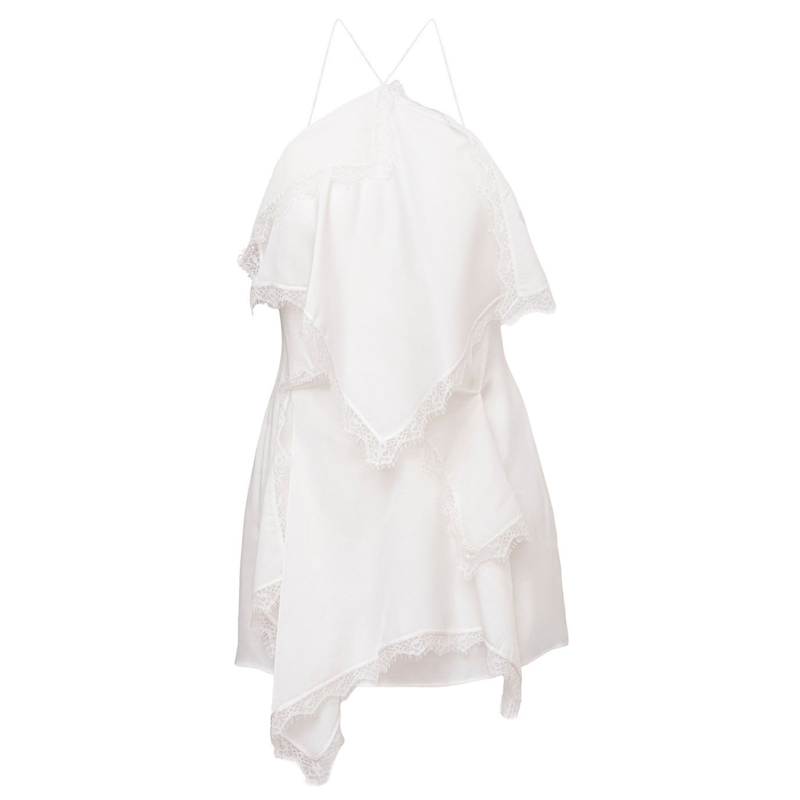 White Draped Scarves Mini Dress