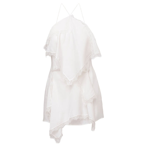 KATEA GRI - White Draped Scarves Mini Dress, buy at DOORS NYC