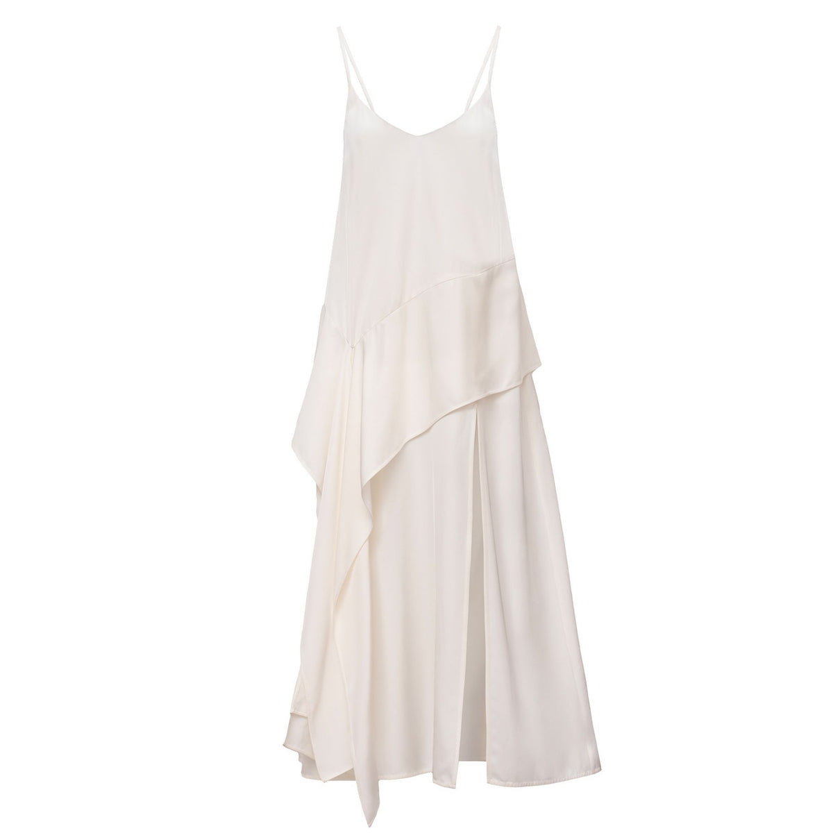 Cream Scarf Detailed Midi Sleeveless Dress
