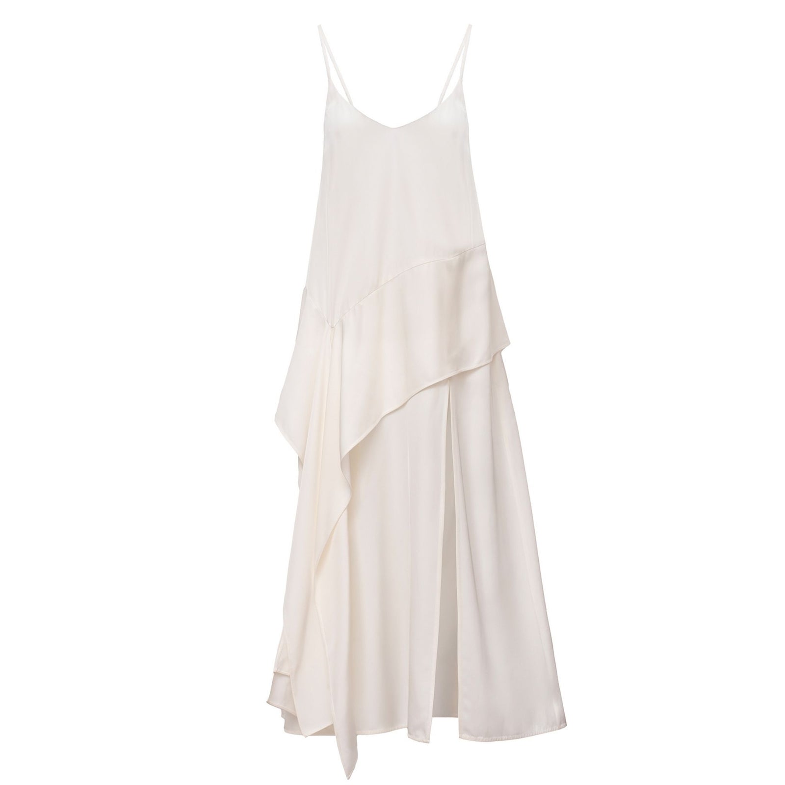 Cream Scarf Detailed Midi Sleeveless Dress
