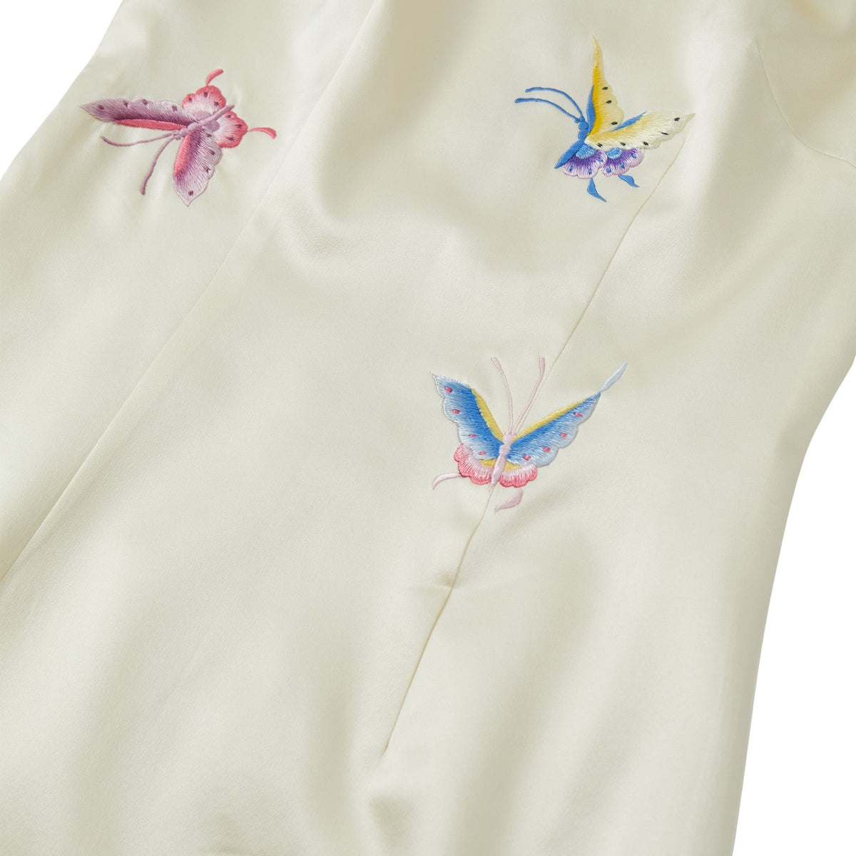 Cream Shell Sleeve Butterfly Qipao