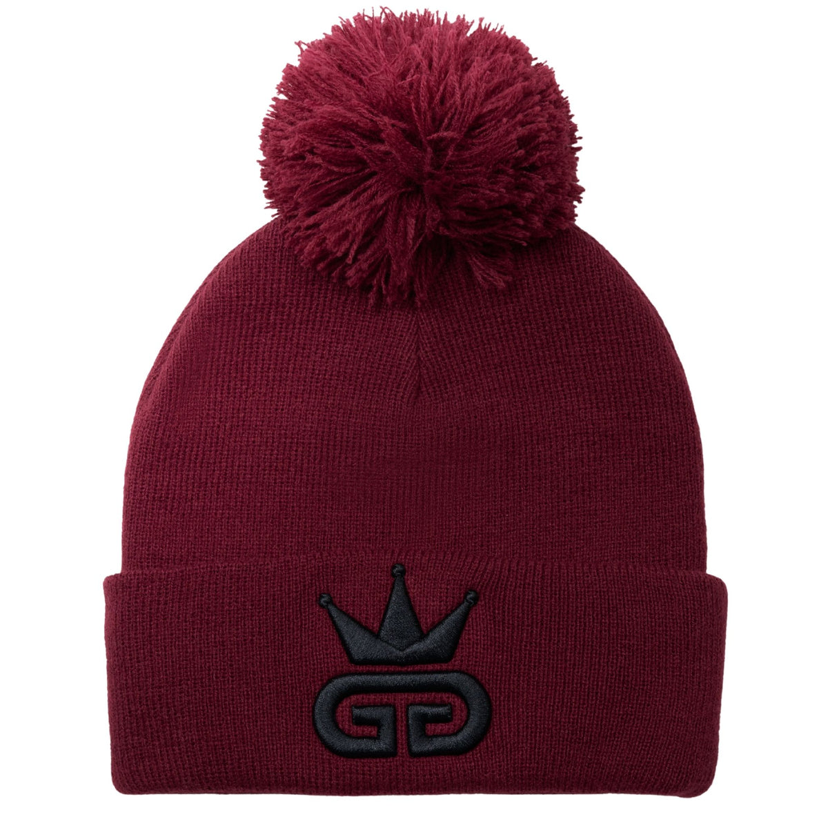 Burgundy Beanie with Black Woven Logo