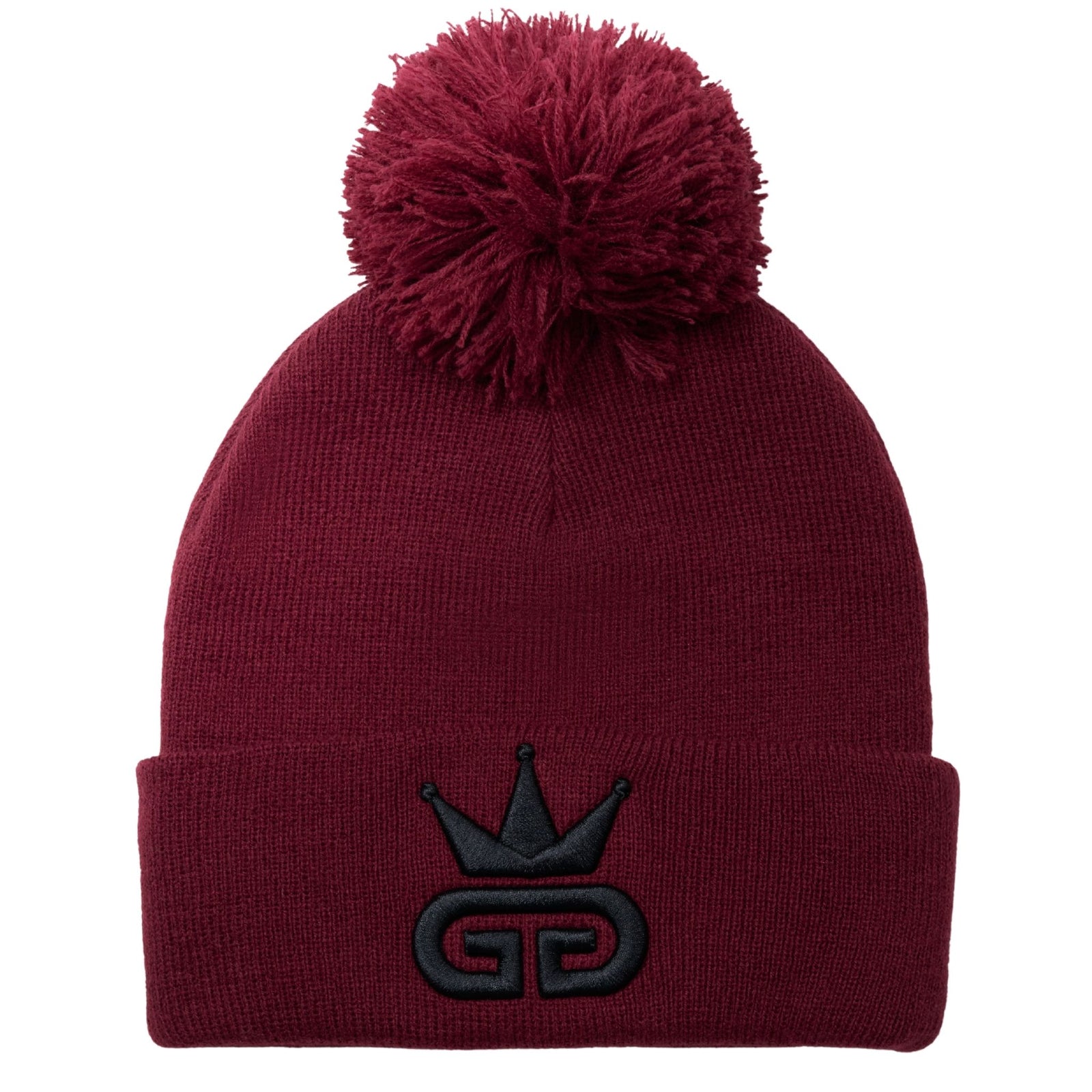 Burgundy Beanie with Black Woven Logo