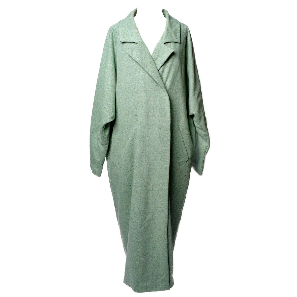 OTKUTYR - Mint Green Wool-Blend Oversized Overcoat with Lapel Collar, buy at DOORS NYC