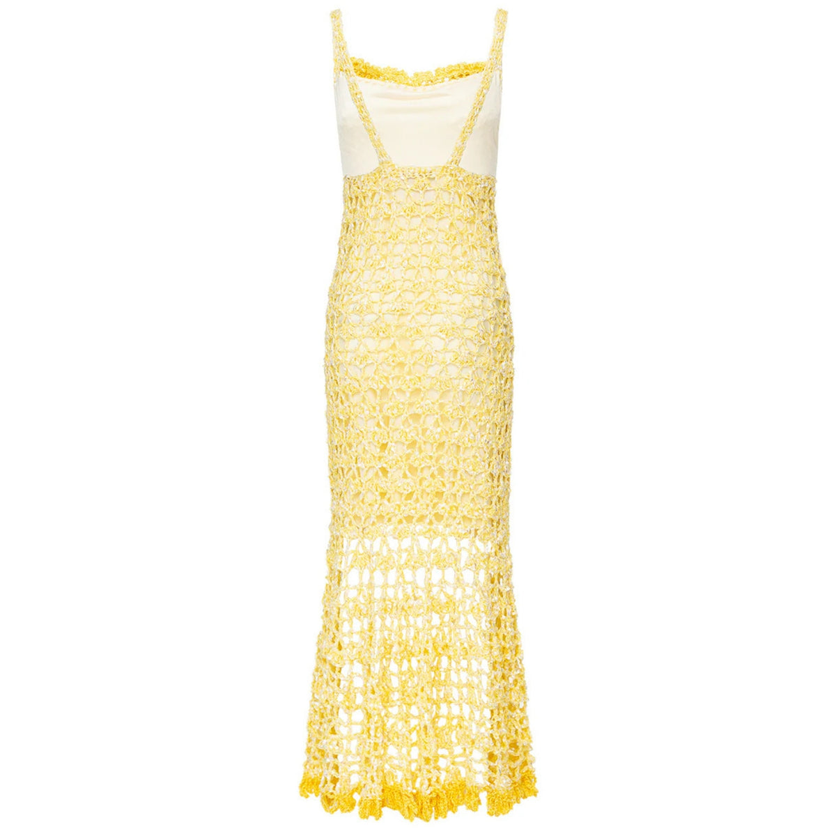 ANDREEVA - Butter Yellow Chrysanthemum Midi Handmade Crochet Dress, buy at DOORS NYC