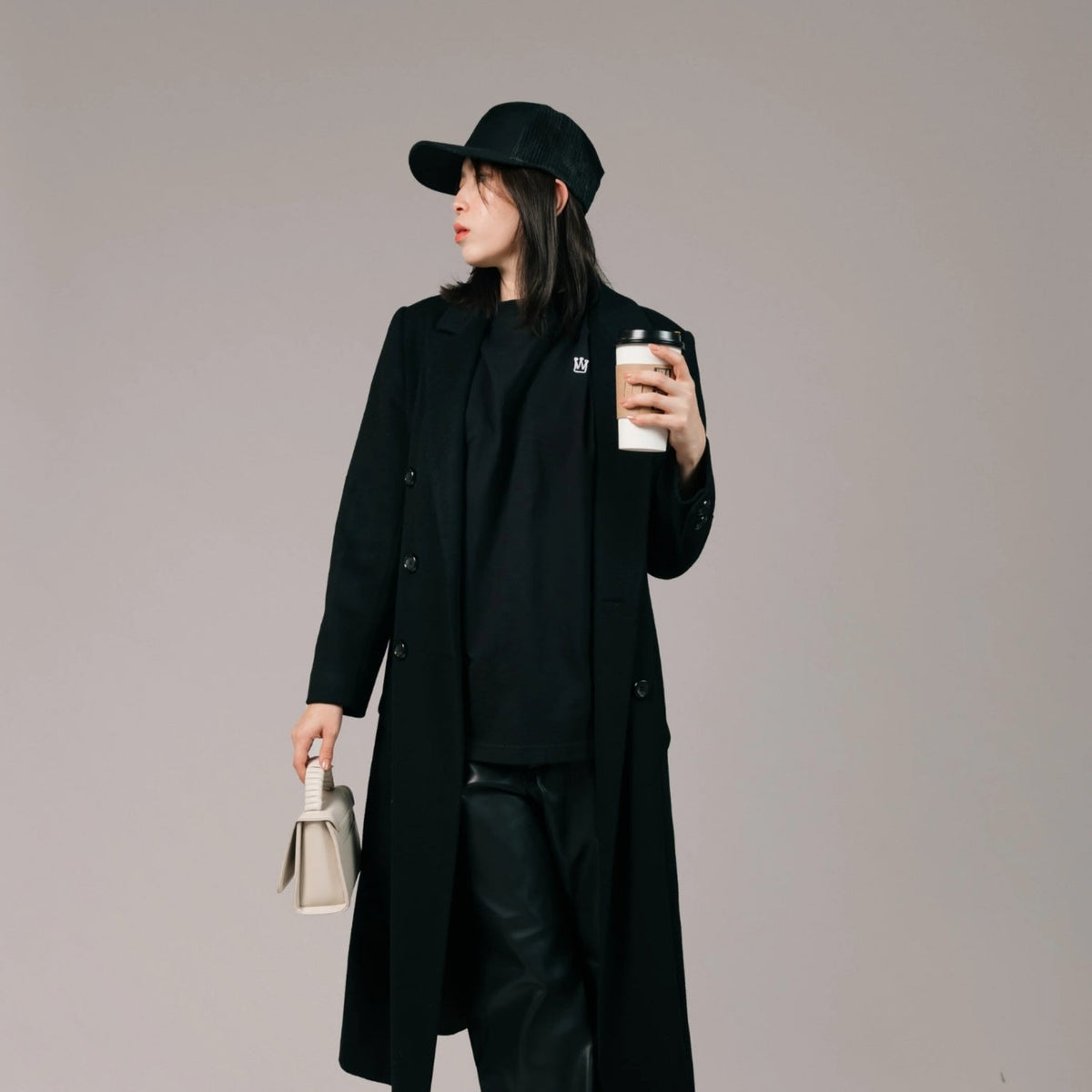 MVLUCKY - MVLUCKY - Oyster-White Vegan Leather Paris Clutch With Beaded Handle, buy at DOORS NYC