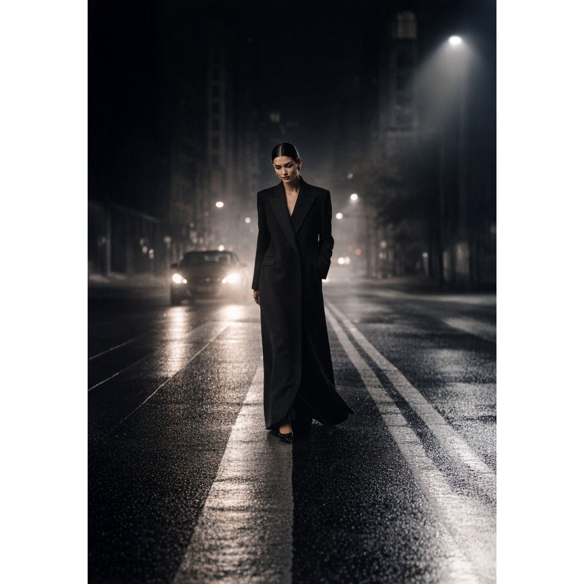 Black Wool Blend Oversized Coat