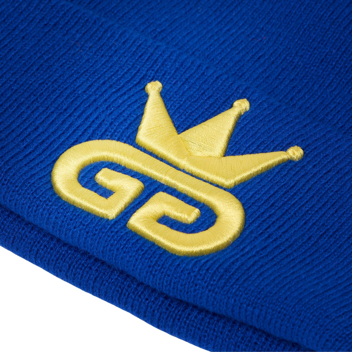 Egyptian Blue Beanie with Yellow Woven Logo