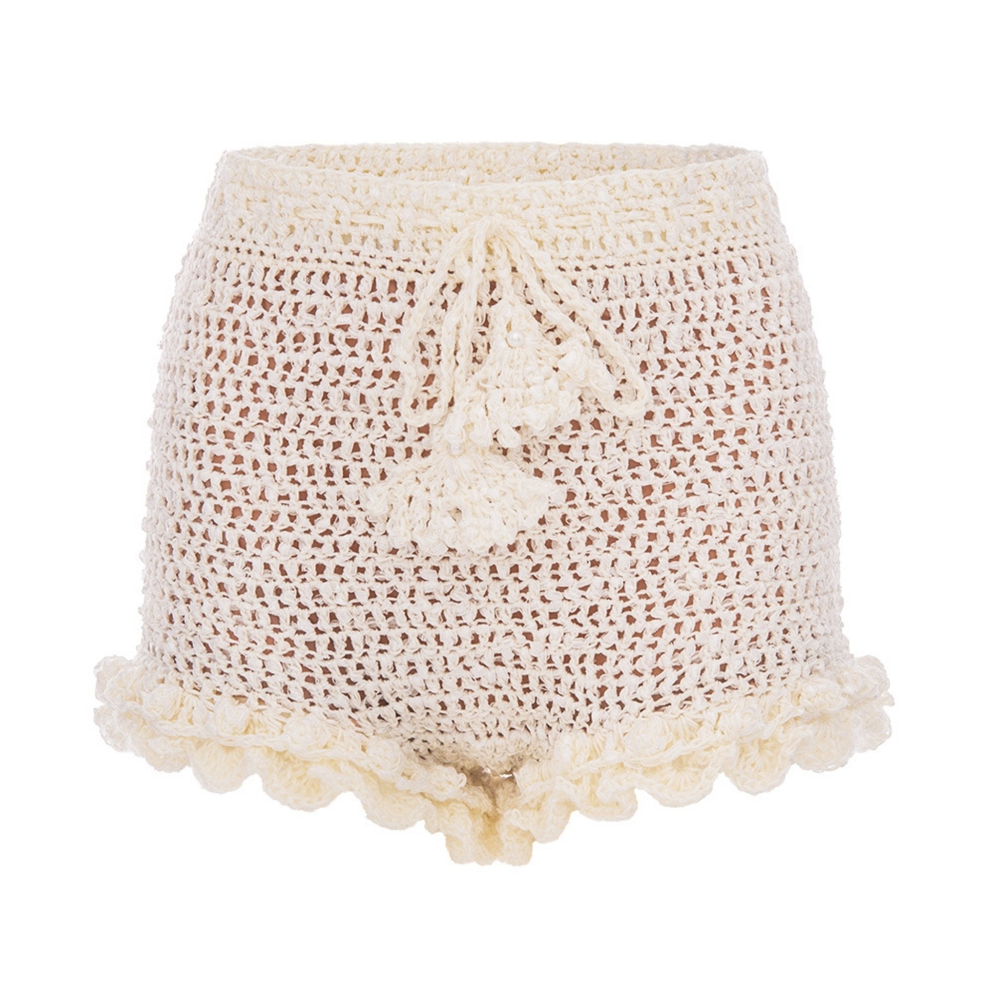 ANDREEVA - Chrysanthemum Handmade Crochet Shorts | White