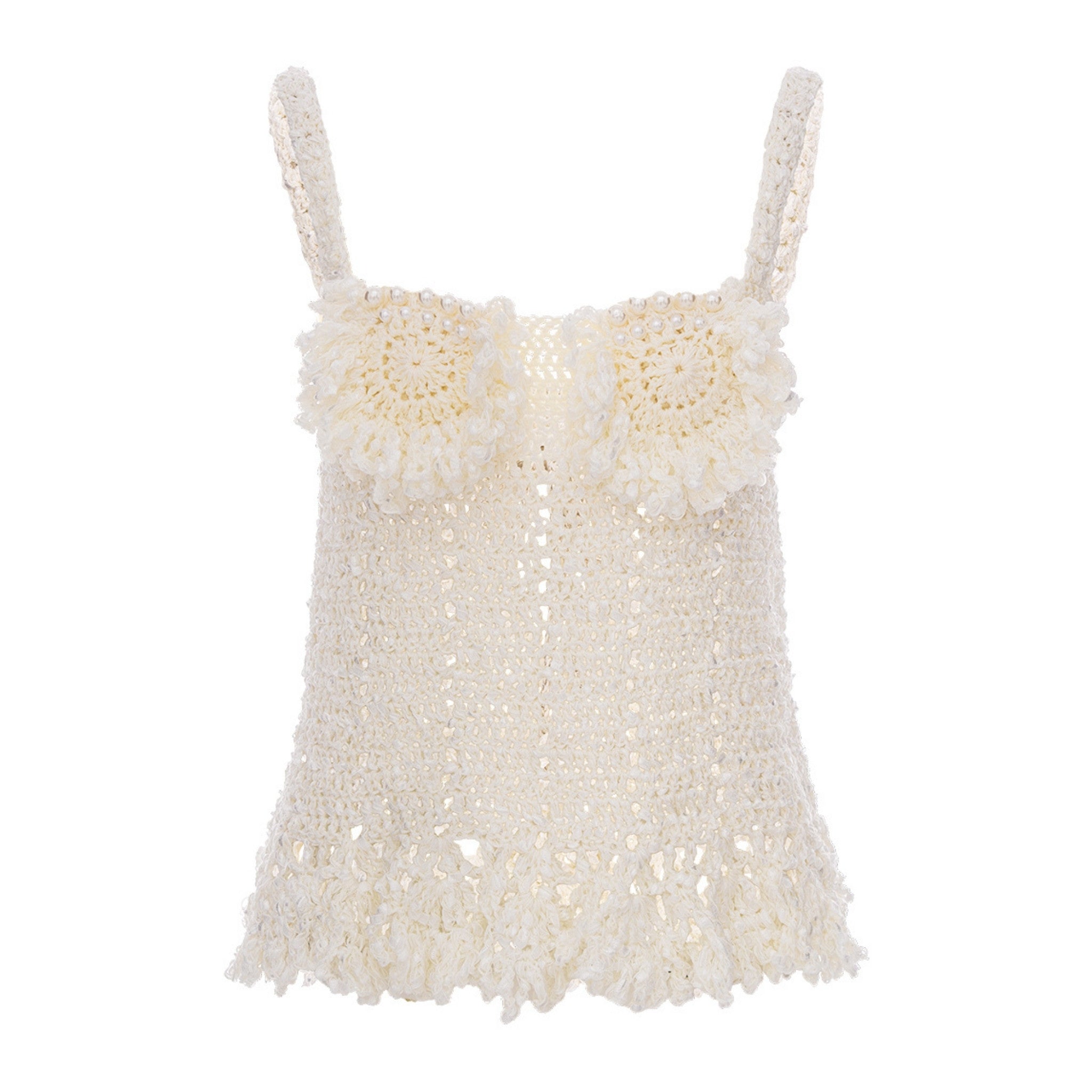 ANDREEVA - Chrysanthemum Handmade Crochet Top | White