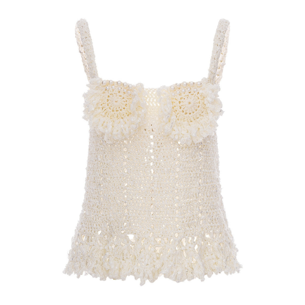 ANDREEVA - Chrysanthemum Handmade Crochet Top | White