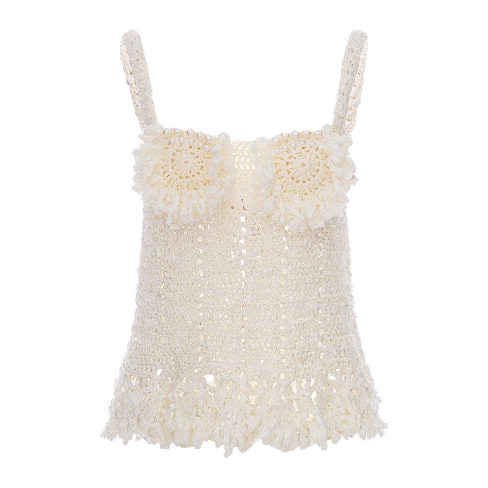 ANDREEVA - Chrysanthemum Handmade Crochet Top | White