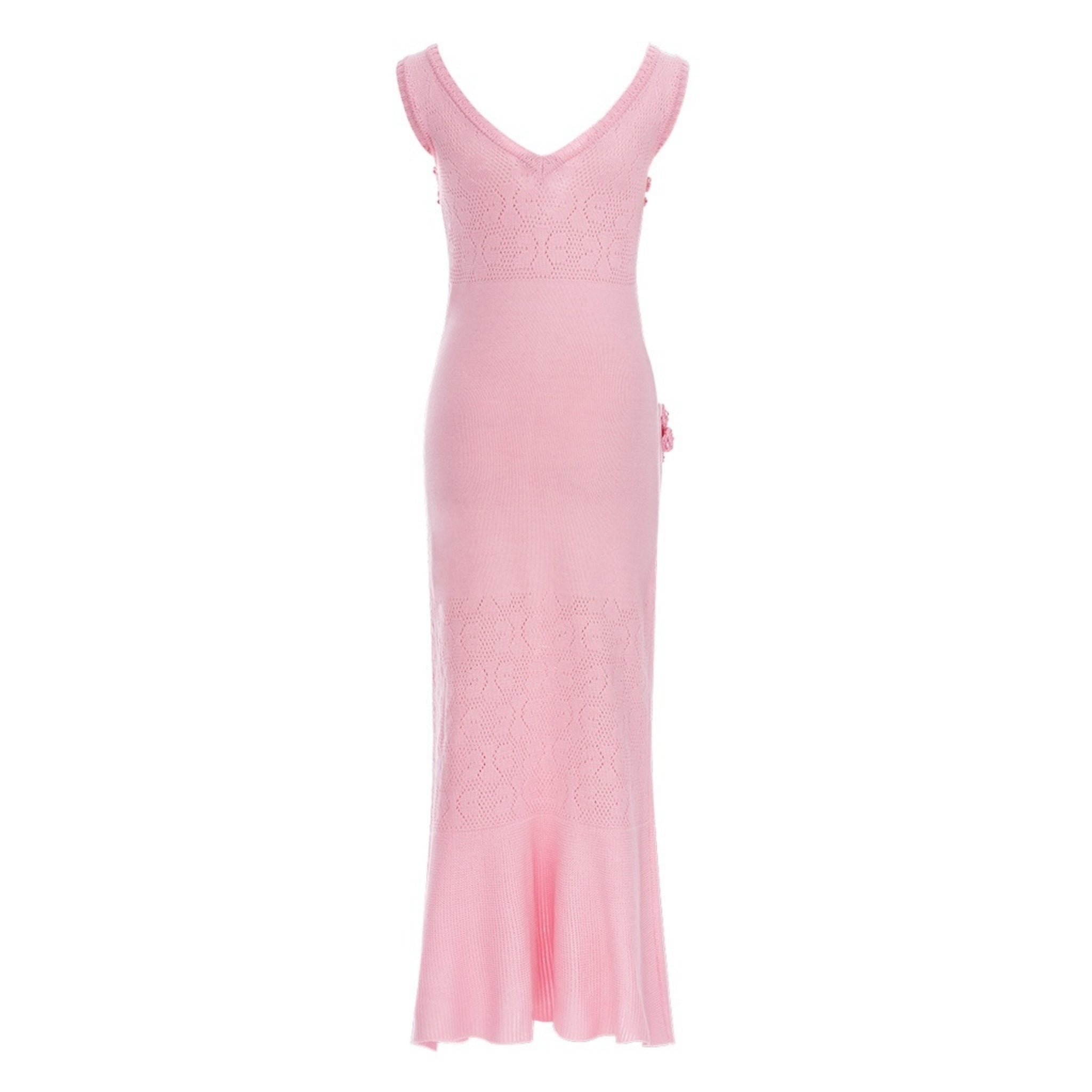 ANDREEVA - Rose Vanilla Knit Dress With Handmade Knit Details