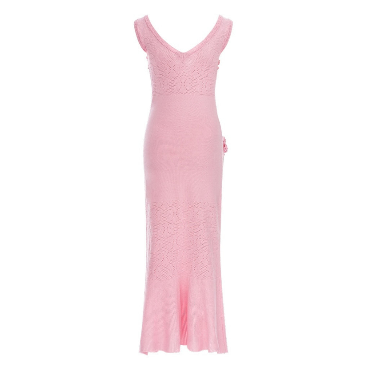 ANDREEVA - Rose Vanilla Knit Dress With Handmade Knit Details