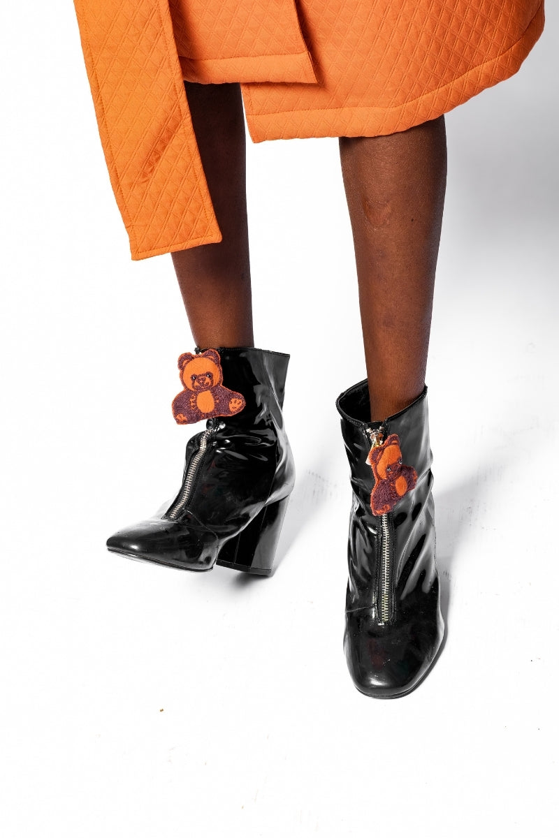 OTKUTYR - Tangerine Quilted Belted Coat with Asian Collar, buy at DOORS NYC